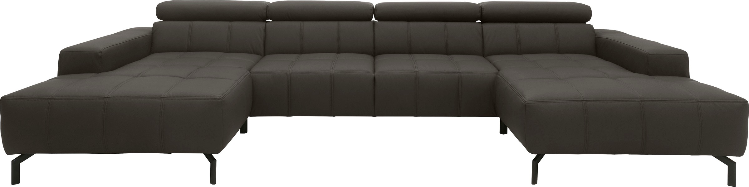 DOMO collection Wohnlandschaft »Cunelli tolle Sitznähte als Designelement, fester Sitzkomfort, U-Form«, wahlweise mit Kopfteilverstellung, bodenfrei