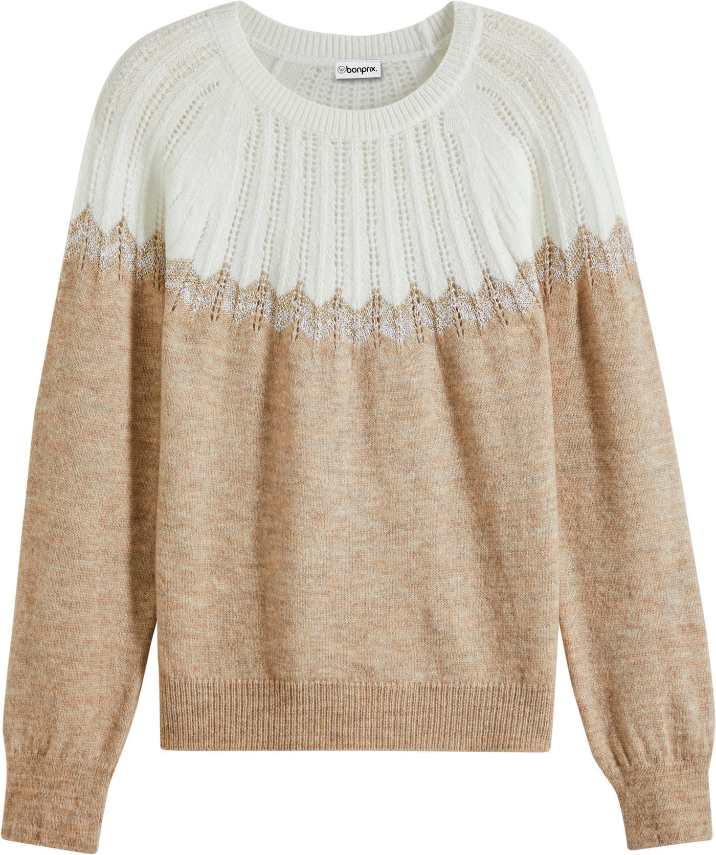 bonprix Ajourpullover aus Polyacryl, Polyester und metallisierten Fasern, mehrfarbige Optik