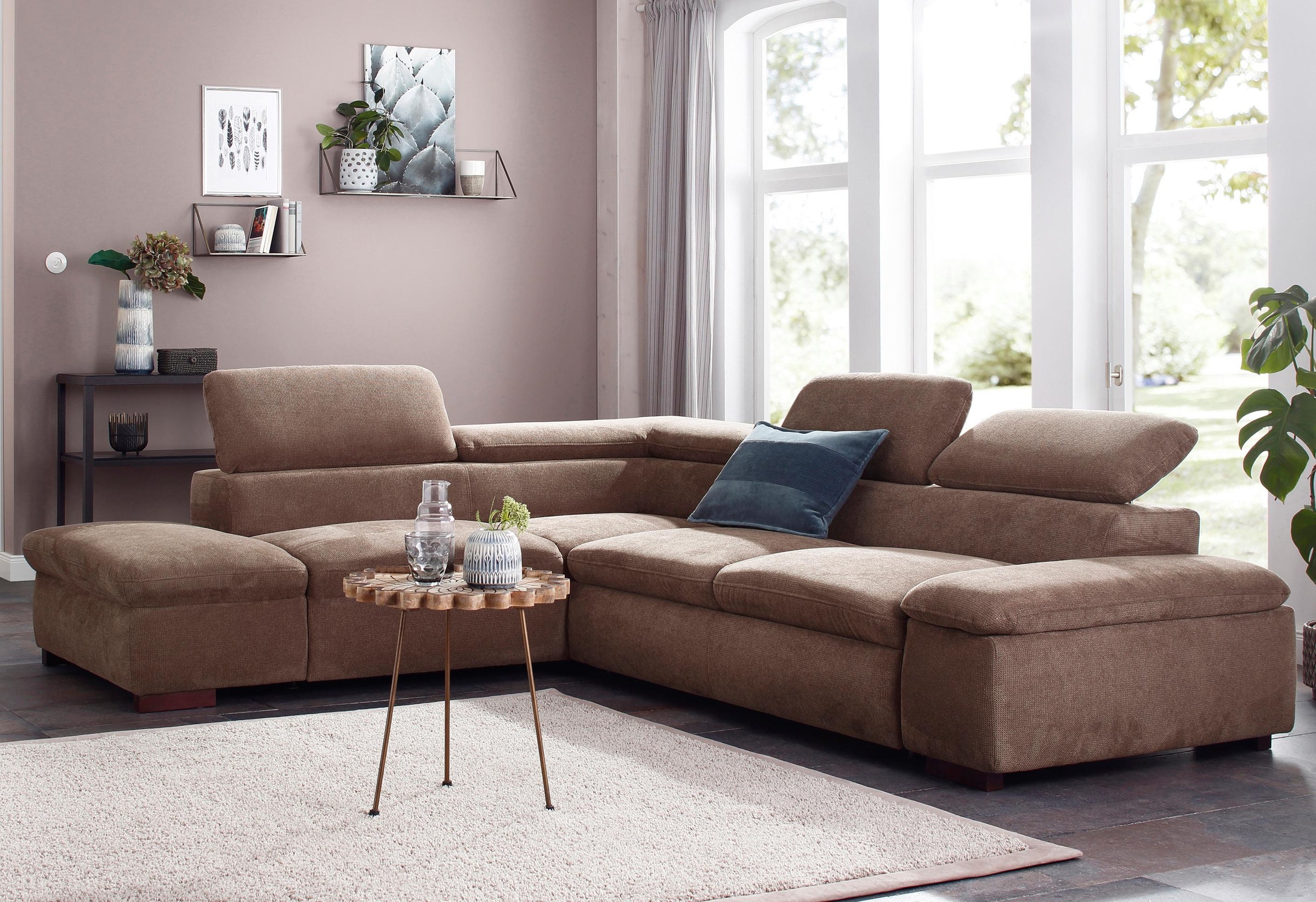 Home affaire Ecksofa »Alberto L-Form«, mit Kopfteilverstellung, wahlweise mit Bettfunktion