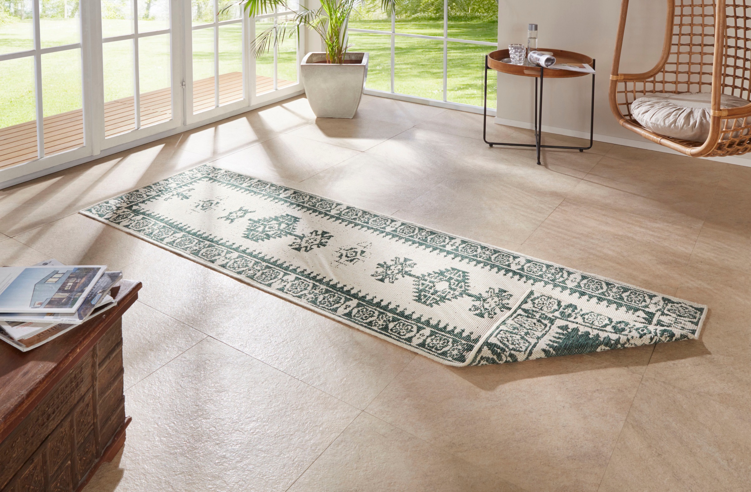 NORTHRUGS Läufer »Duque«, rechteckig, 5 mm Höhe, In-und Outdoor geeignet, Robust, Pflegeleicht, Flachgewebe, Wendbar