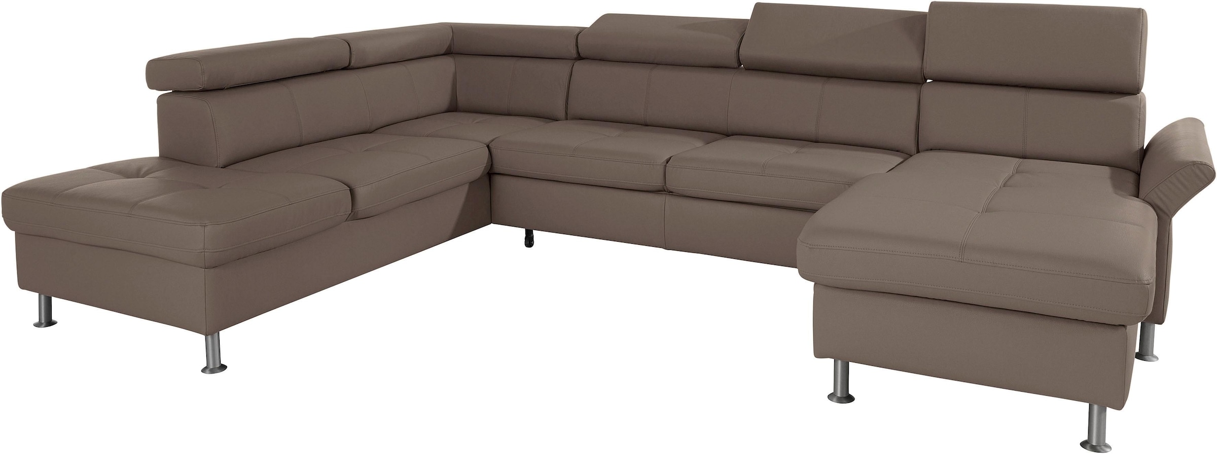 exxpo - sofa fashion Wohnlandschaft »Maretto, bequem und komfortabel, aufwendige Sitzsteppung, U-Form«, inkl. Kopfteilverstellung für mehr Sitzkomfort, wahlweise Bettfunktion