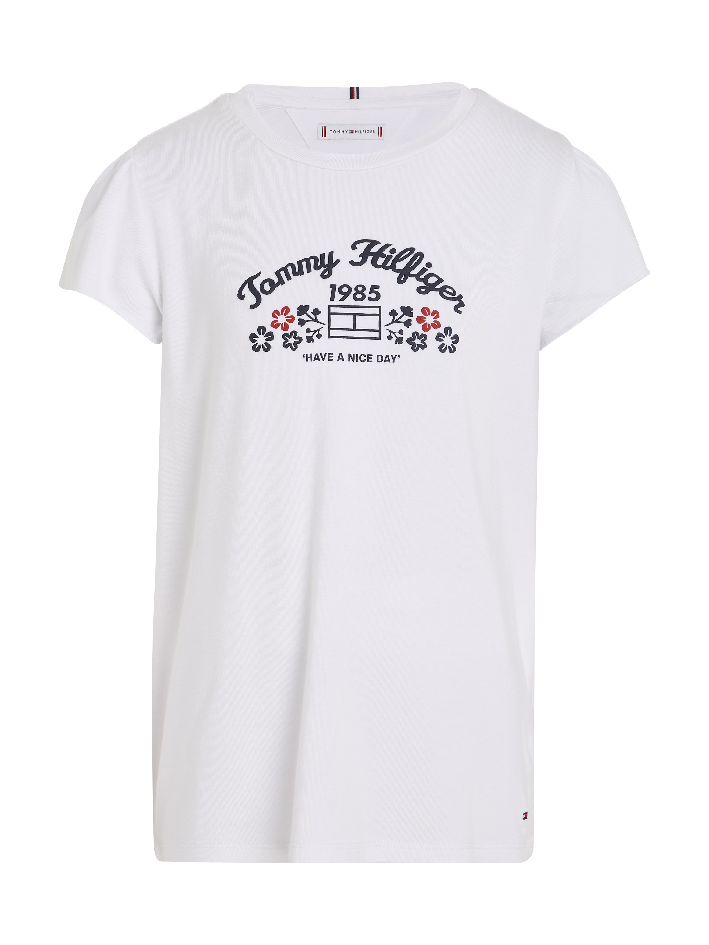 Tommy Hilfiger T-Shirt »FLOWER PUFF PRINT REG TEE SS«, Kinder bis 16 Jahre mit Markenprint