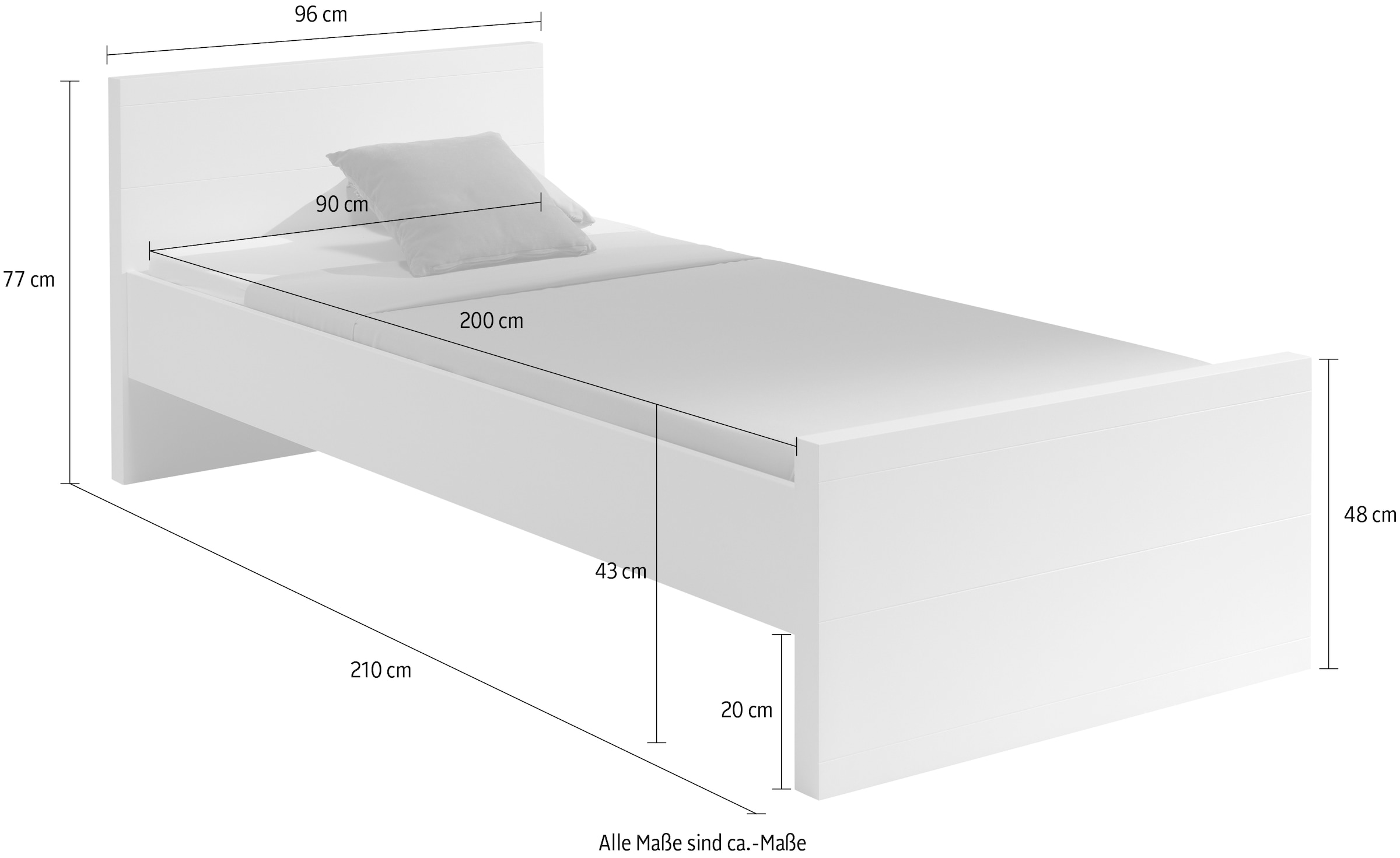 Vipack Einzelbett, Liegefläche inkl. lackiert auf 90x200 kaufen cm, Weiß Rechnung Rolllattenrost, Ausf