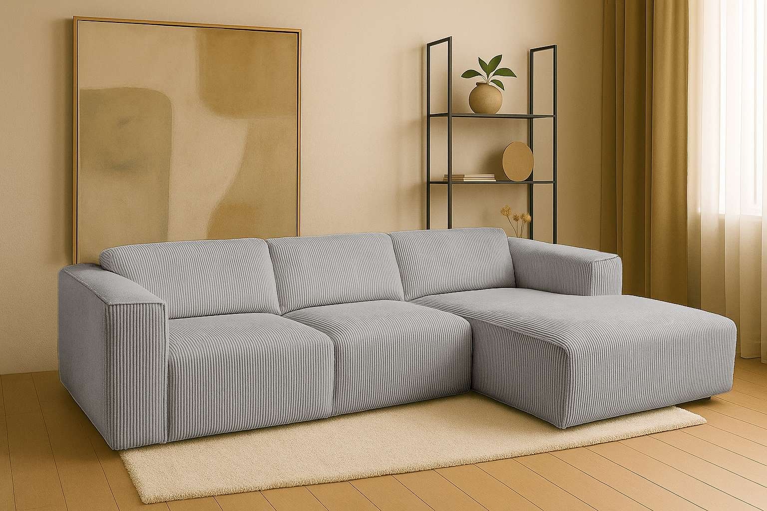 Home affaire Ecksofa »Noord mit Kedernaht, Breite 281 cm, L-Form« Cord, Str günstig online kaufen