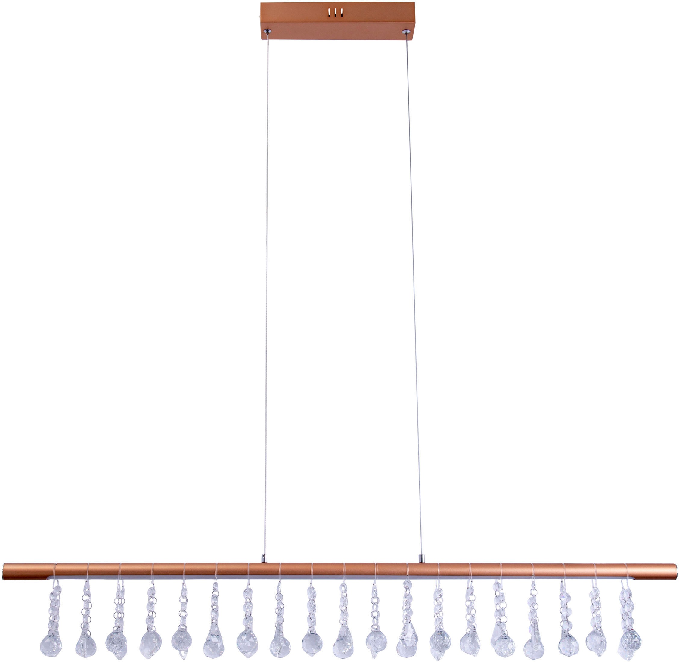 näve LED Pendelleuchte »Nobilis«, 1 flammig, Leuchtmittel LED-Modul | LED fest integriert, Hängeleuchte, dimmbar, warmweiß, L: 100cm, gold