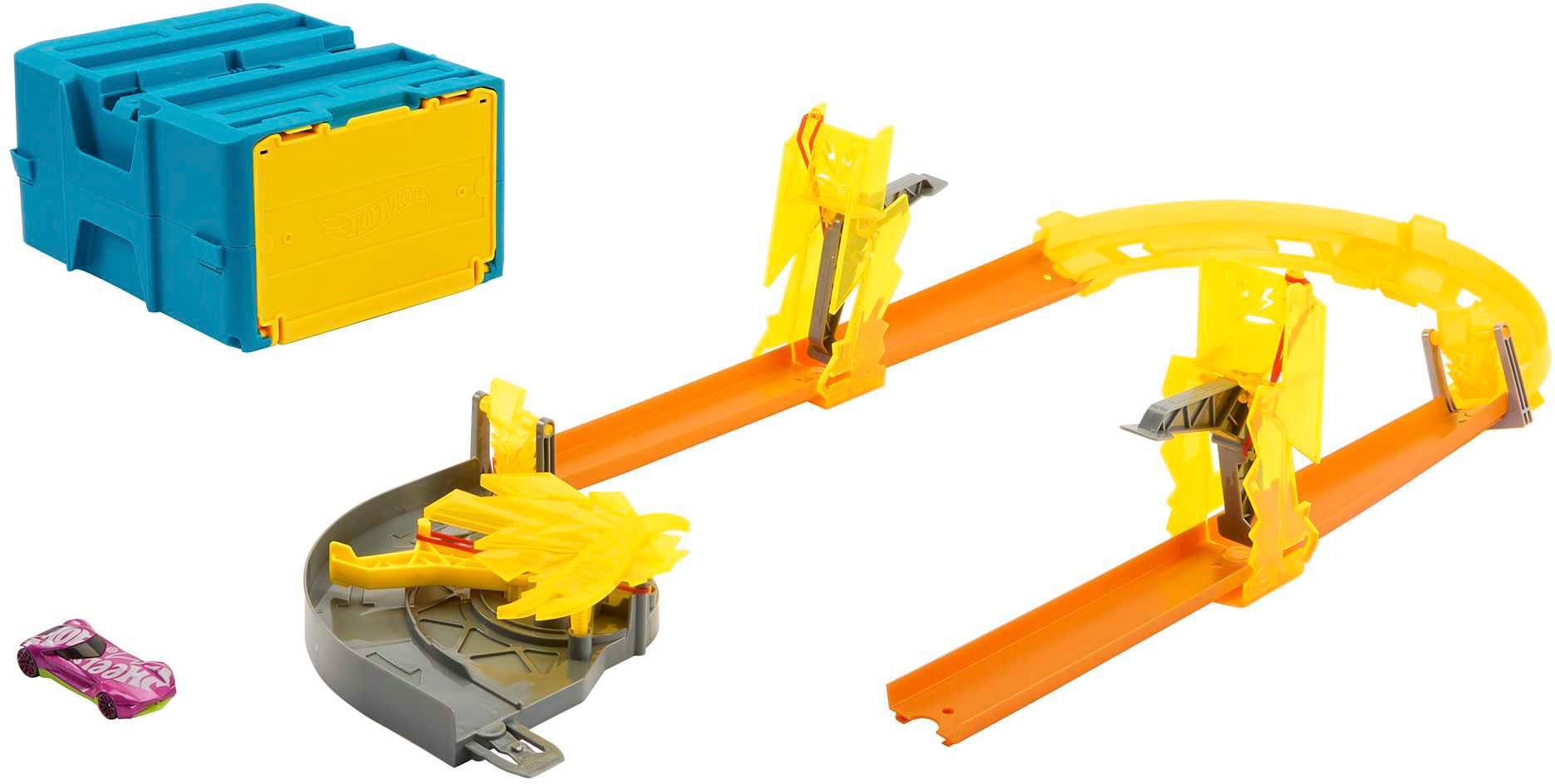 Hot Wheels Autorennbahn »TrackTrack-Builder im Blitzdesign«, inklusive Spielzeugauto