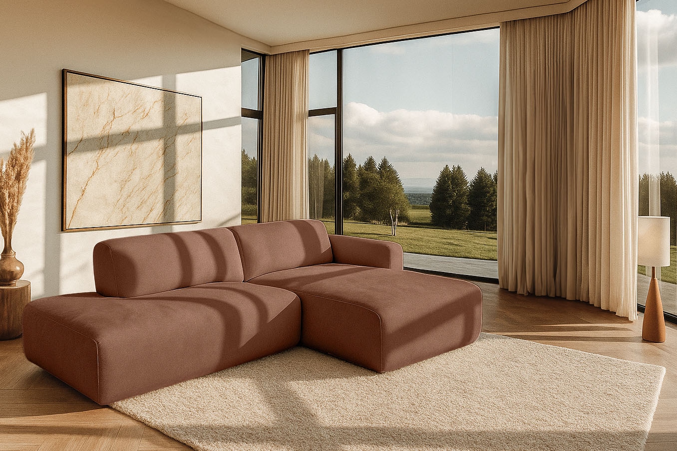 Home affaire Ecksofa »Myrland Kompaktsofa« Breite 263 cm, Chenille, Easy Clean Stoff, mit Kaltschaum