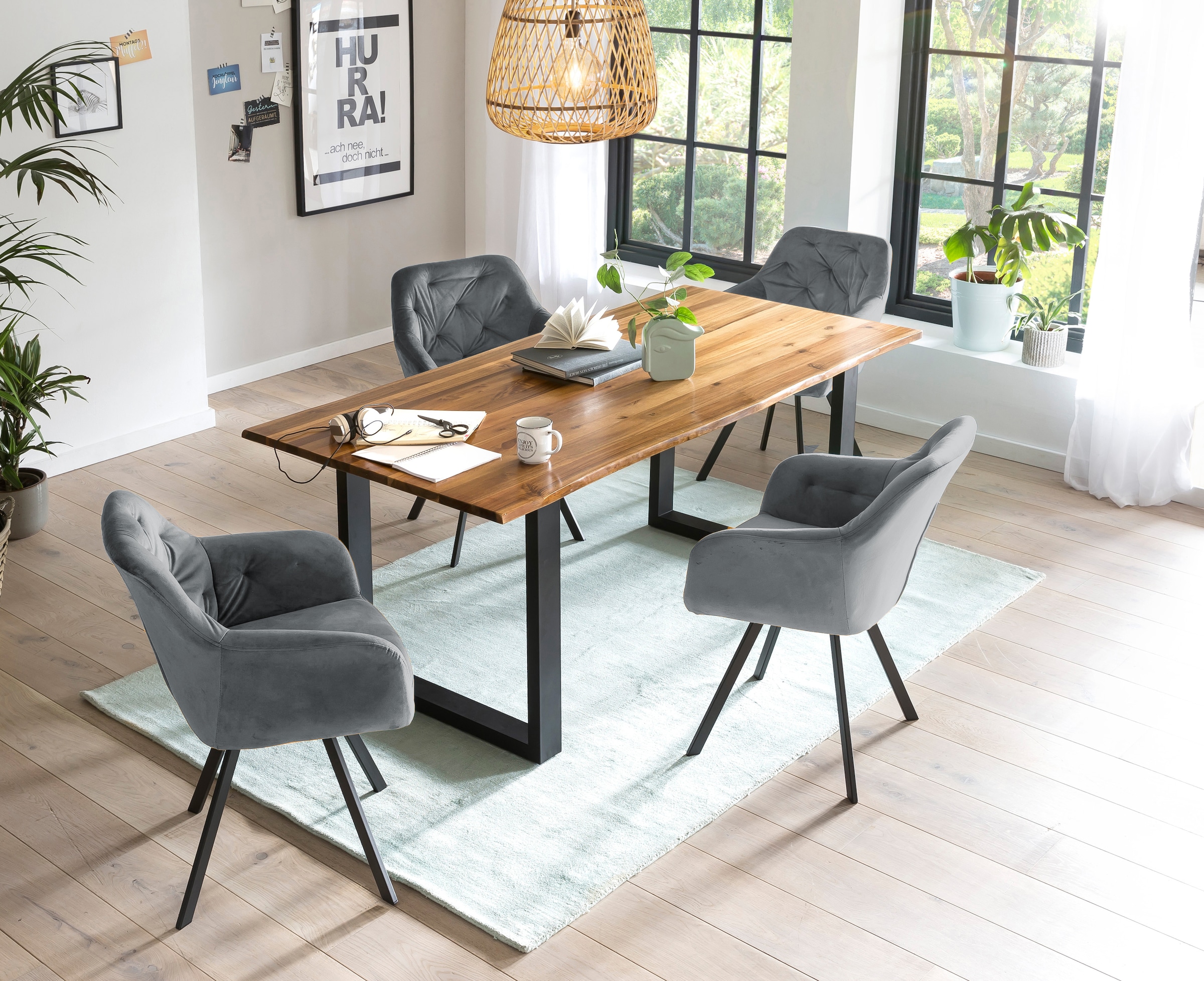 SalesFever Essgruppe, (Set, 5 tlg.), Stühle mit 360° Drehplatte, Tischplatt günstig online kaufen