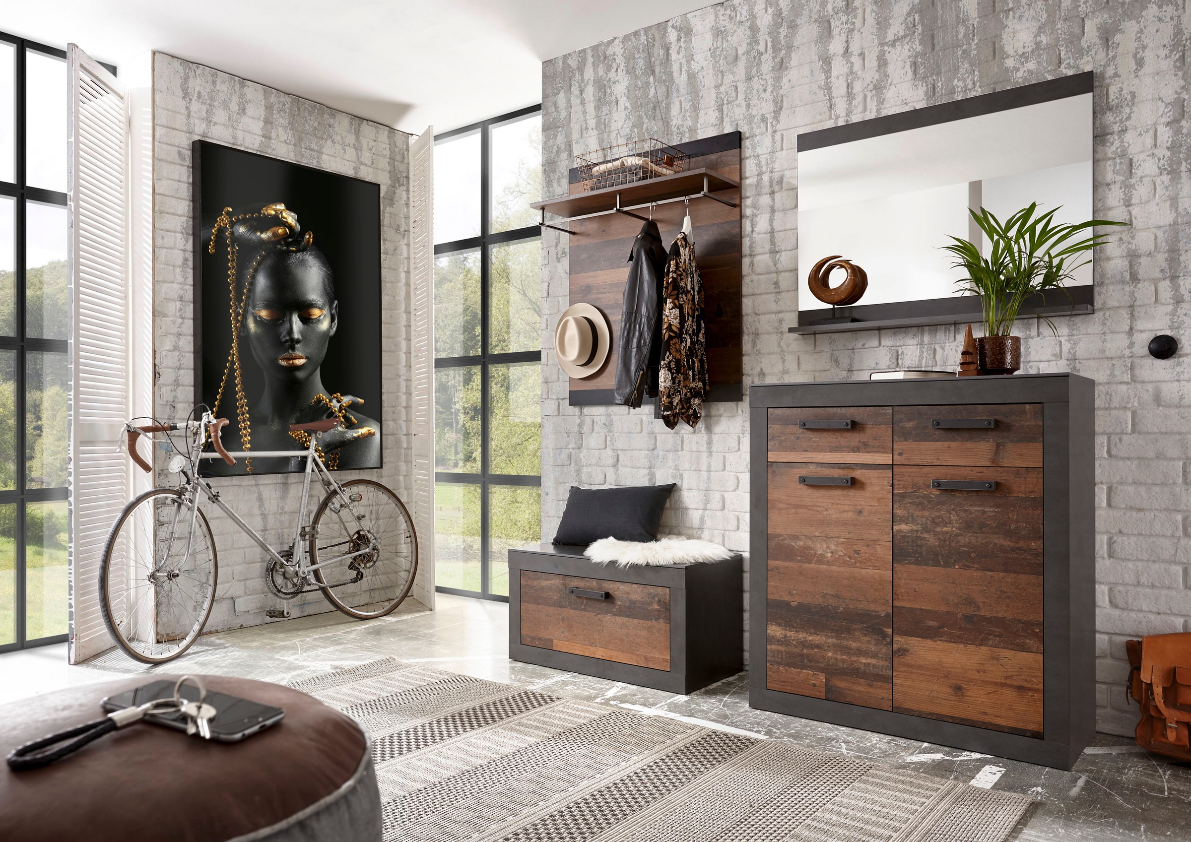 Home affaire Garderoben-Set "BROOKLYN" Komplett-Set, bestehend aus Kommde, günstig online kaufen