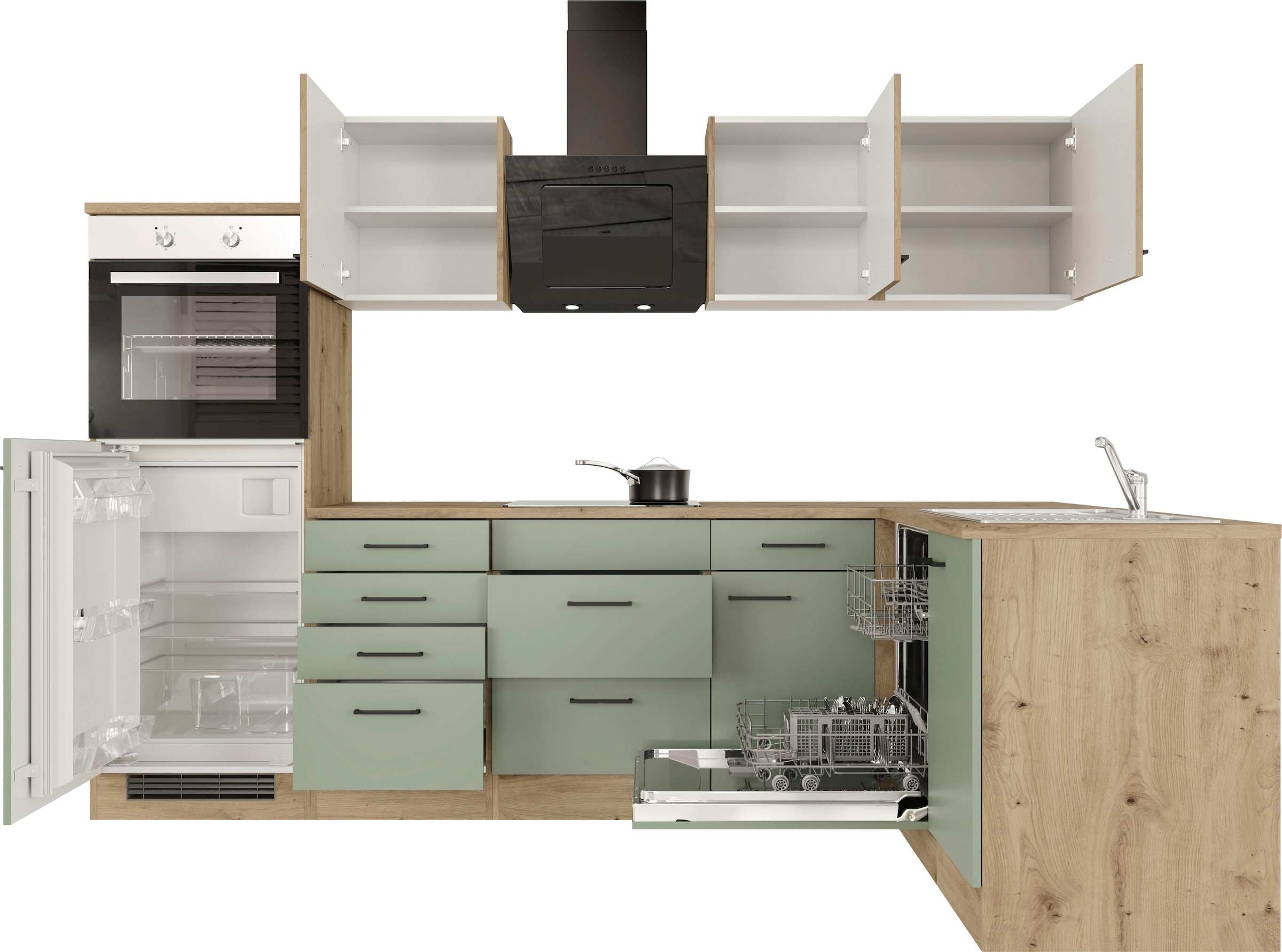 Flex-Well Küchenzeile »Cara«, mit und ohne E-Geräten erhältlich, Gesamtbreite 280x170 cm