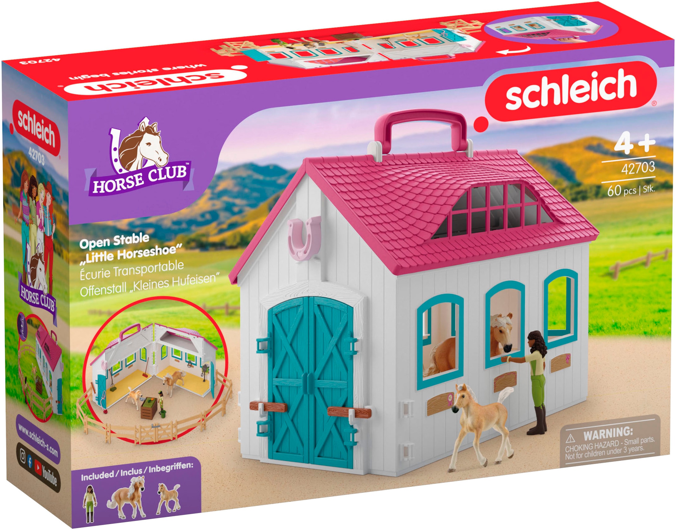 Schleich® Spielwelt »HORSE CLUB, Offenstall -Kleines Hufeisen (42703)«, Made in Europe