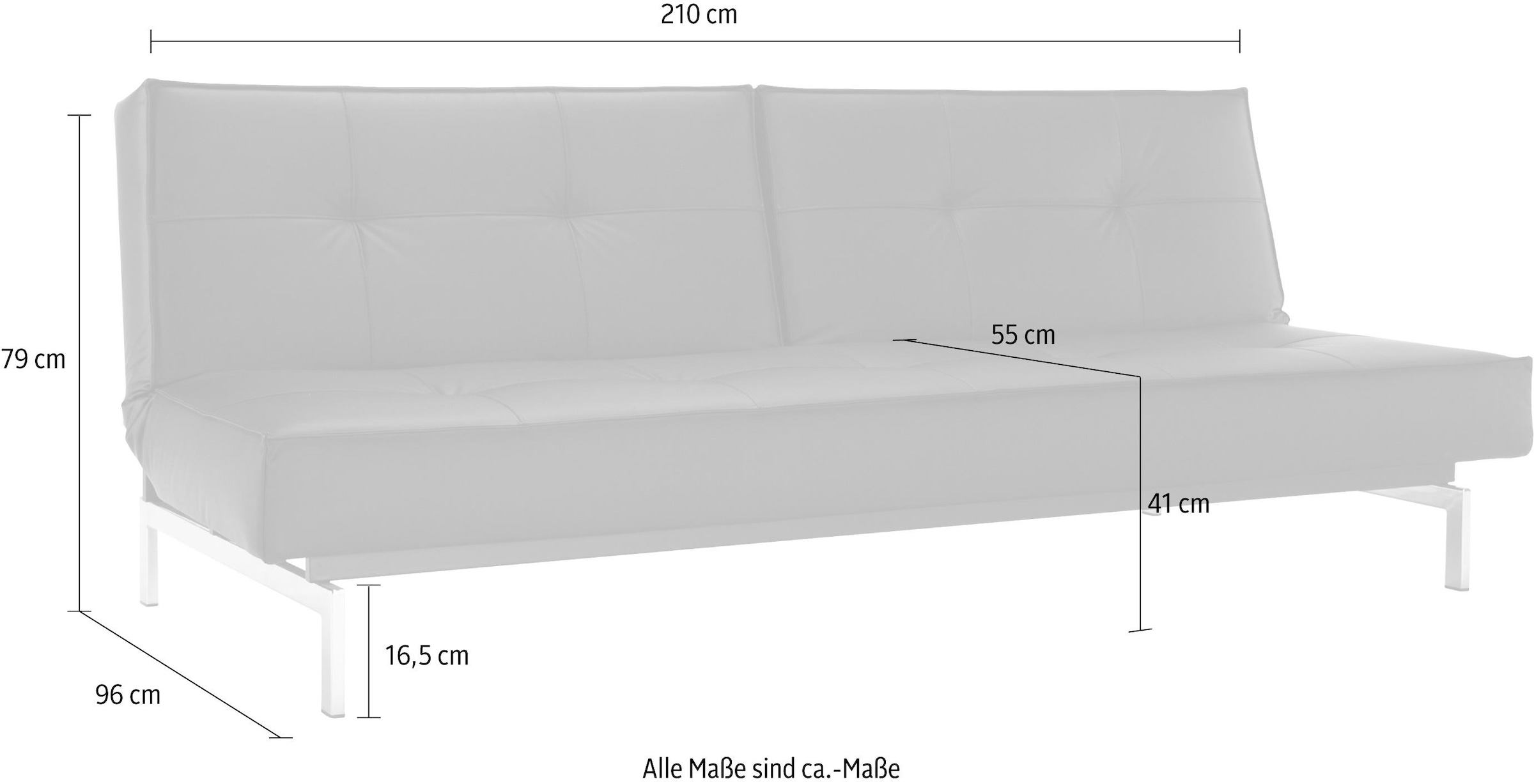 mit chromglänzenden »Splitback«, Rechnung kaufen skandinavischen in LIVING Beinen, INNOVATION Schlafsofa auf ™ Design