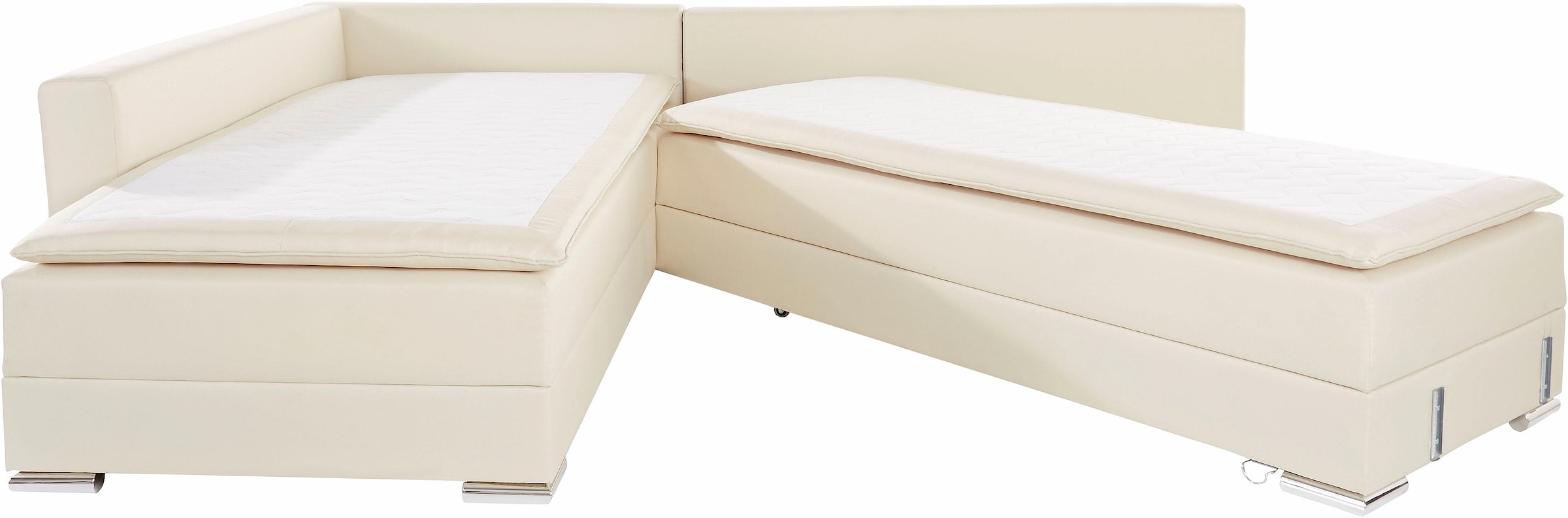INOSIGN Ecksofa »Boxspringbett Night & Day L-Form mit Dauer-Schlaffunktion mit Armlehne«, mit Boxspring-Bettfunktion 180x200 cm und Bettkasten, Dauerschläfer!