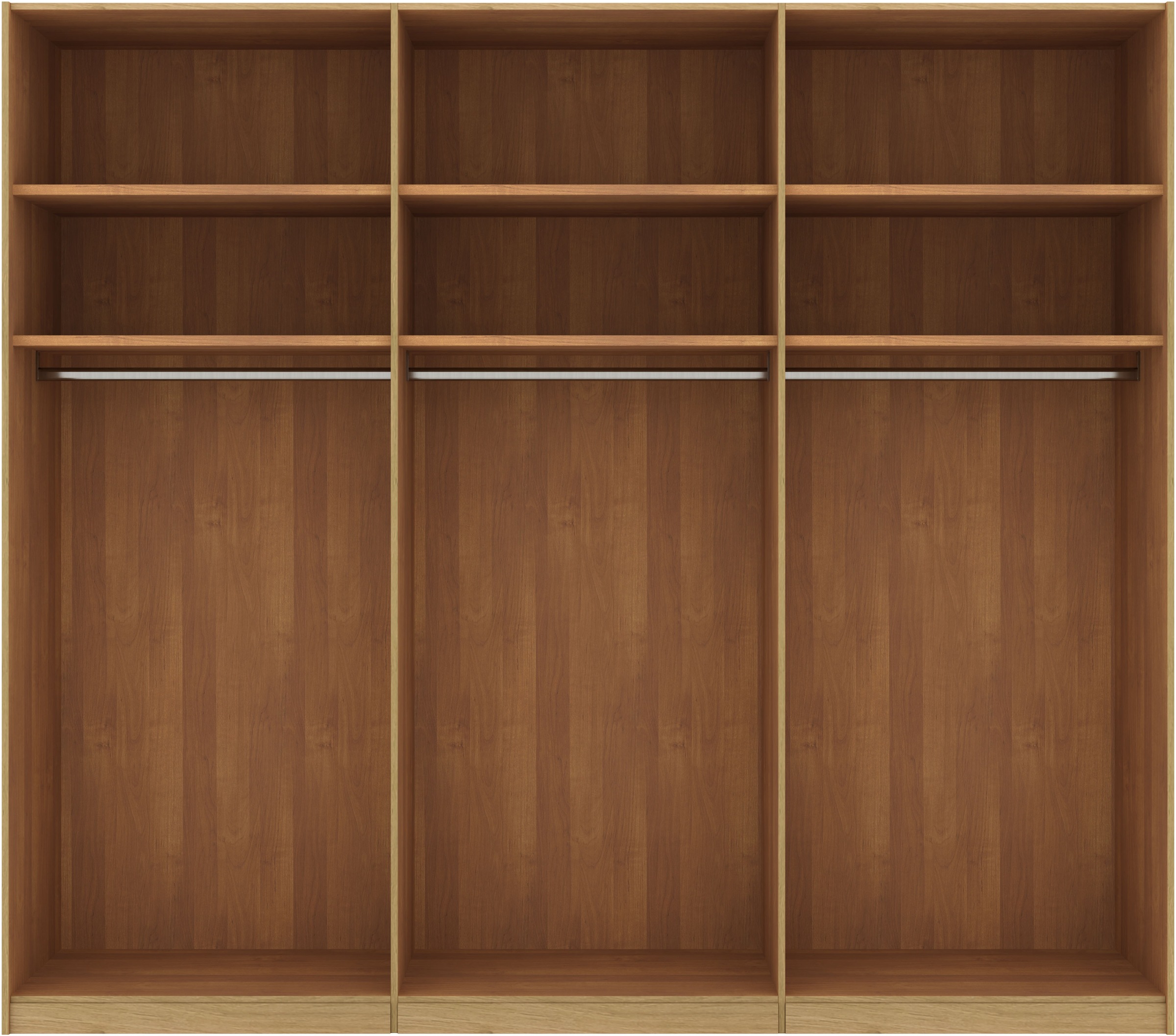 Musterring Schwebetürenschrank »Savona, Kleiderschrank, Schrank, Garderobe, mit Schiebetüren«, (Teilmassiv Bianco-Eiche, mit Spiegel oder Glas, MADE IN GERMANY), Türen Bianco-Eiche massiv, Spiegel-/Glastüren, eingelegte Chromleiste