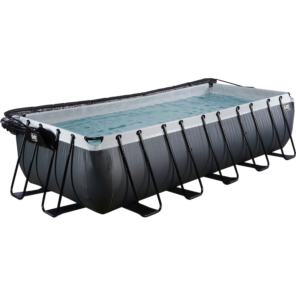 EXIT Rechteckpool »Black Leather Pool«, BxLxH: 250x540x122 cm, mit Sandfilteranlage, Wärmepumpe, Leiter und Abdeckung