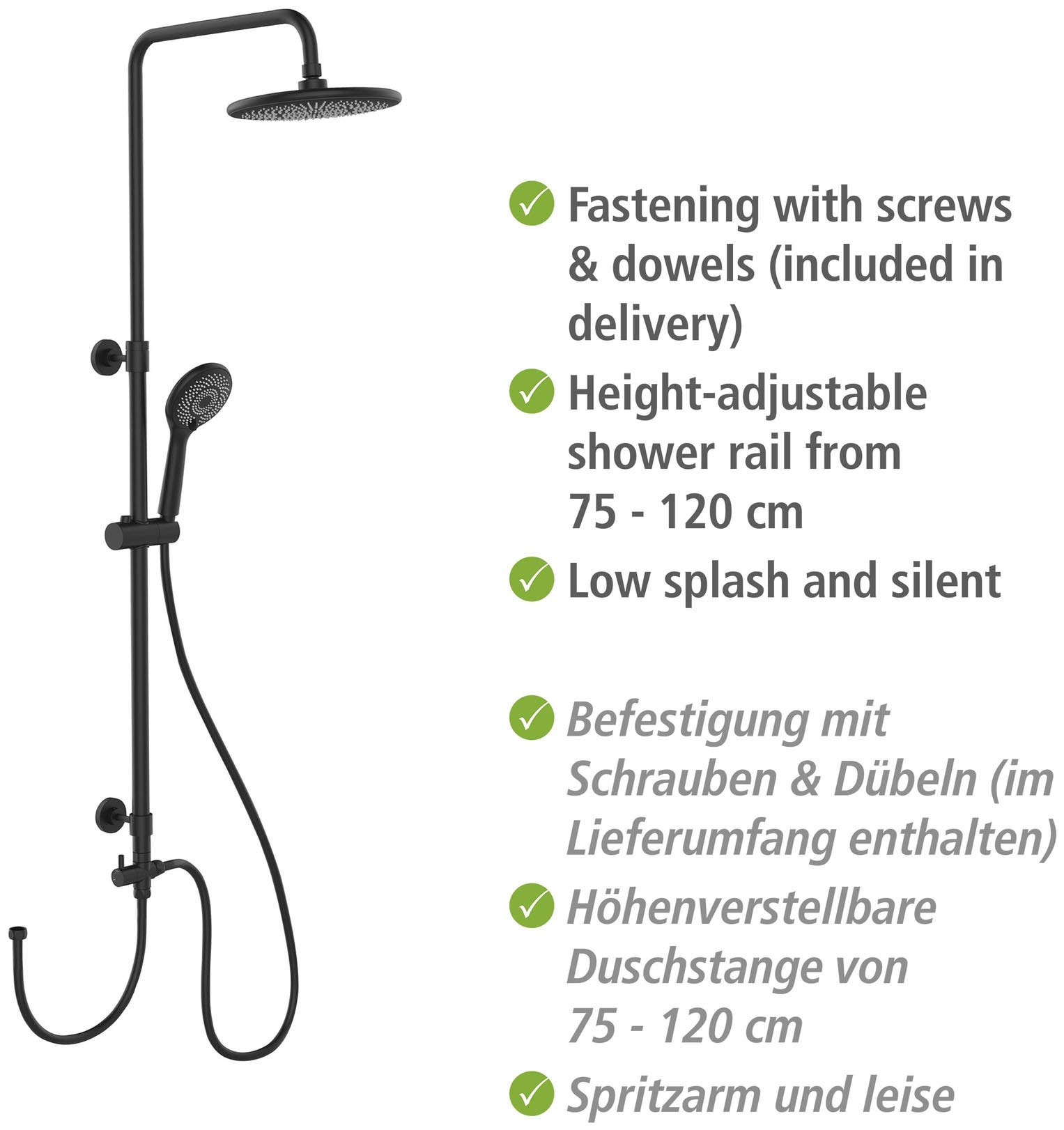 WENKO Duschsystem »Watersaving«, einfacher Anschluss an bestehende Armatur oder Wandanschlussbogen