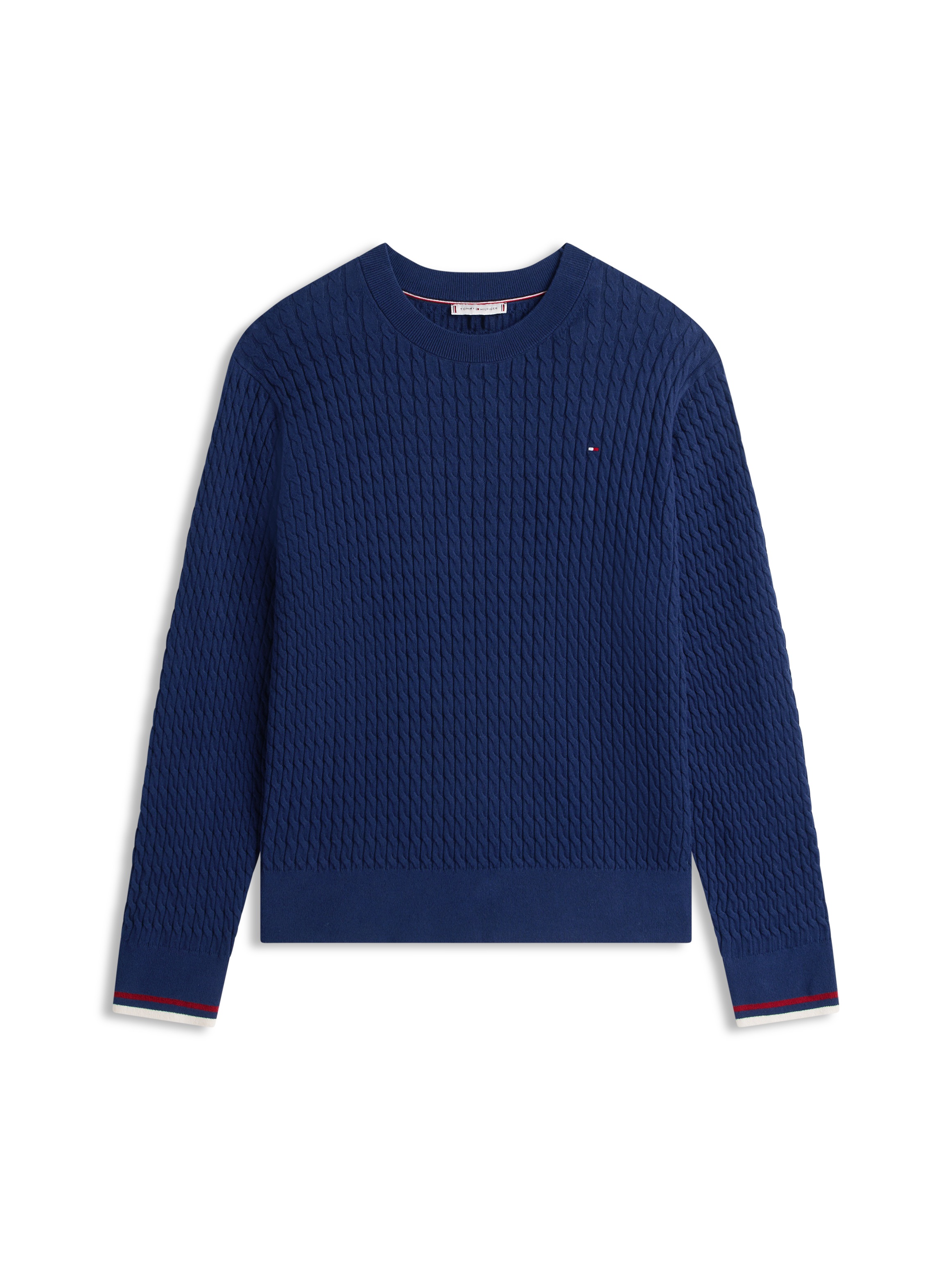 Tommy Hilfiger Curve Strickpullover »CRV CO CABLE FINE GG C-NK LS SWT« in großen Größen, mit Zopfmuster