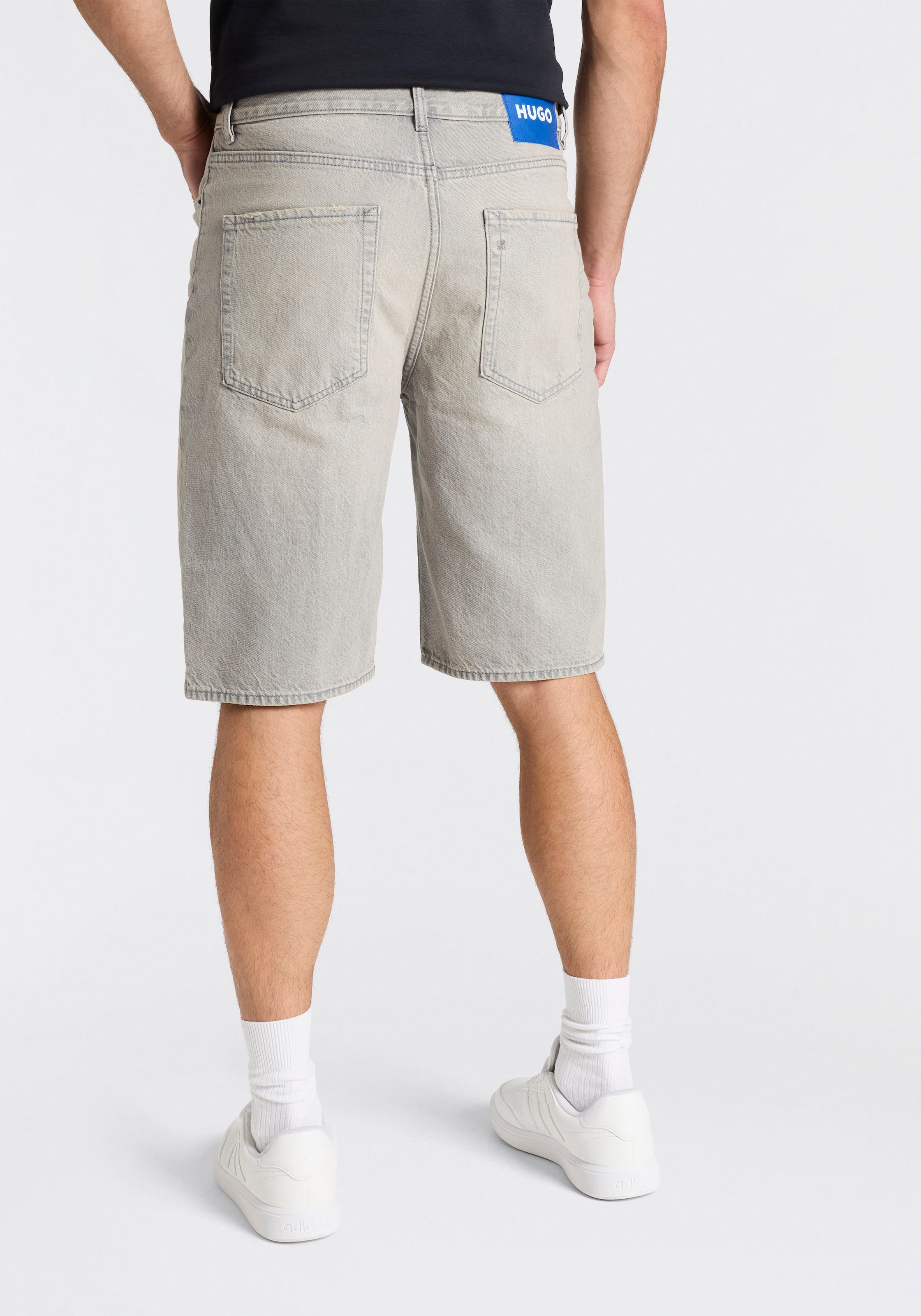 HUGO Blue Skaterbermudas  Vintage grey stone washed, Regular Fit, reine Baumwolle