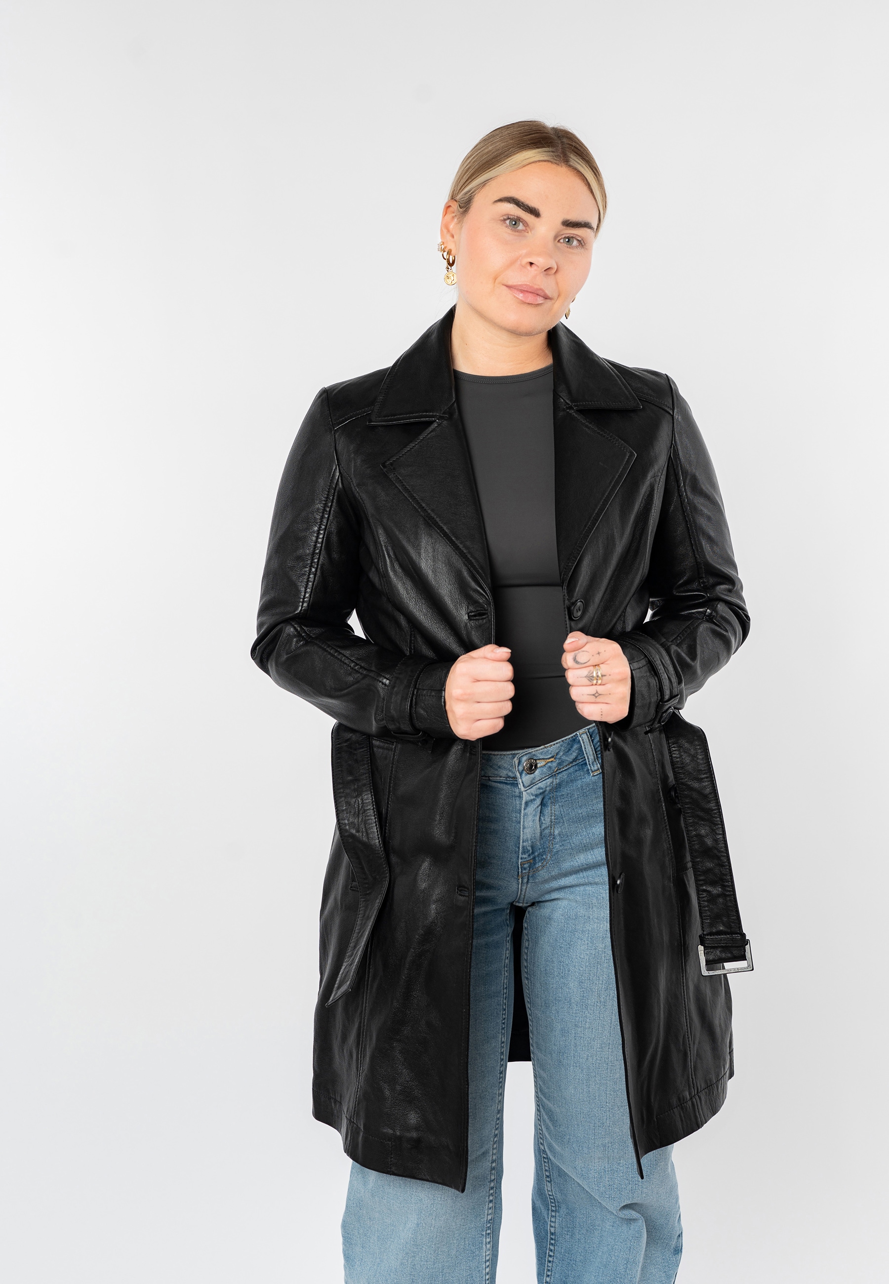 Mauritius Trenchcoat »MWLeoniz« aus Echtleder, mit Taillengürtel