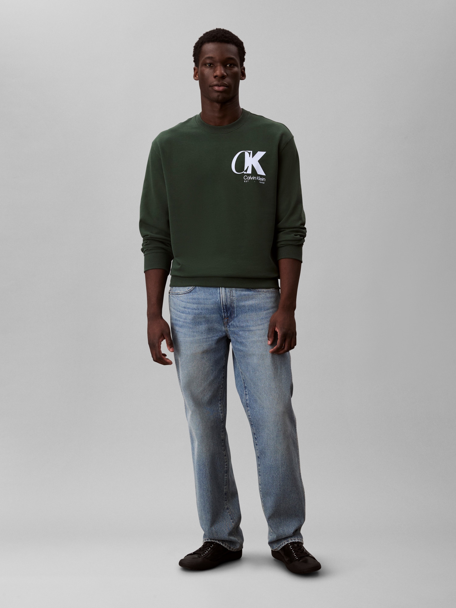 Calvin Klein Sweatshirt »LS EU 350TERRY CK OVERLAP GRAPHI«, Rundhalsausschnitt, regular fit
