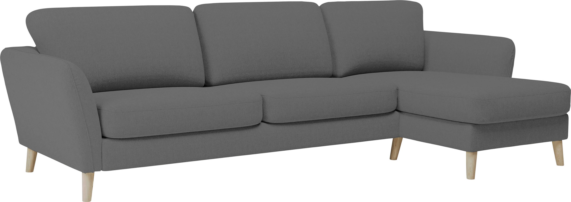 Home affaire Ecksofa »MARSEILLE (279/152cm),L-Form, Rec. rechts/links, verschiedene Bezüge«, Massivholzbeine Eiche, Landhausstil, Wellenunterfederung