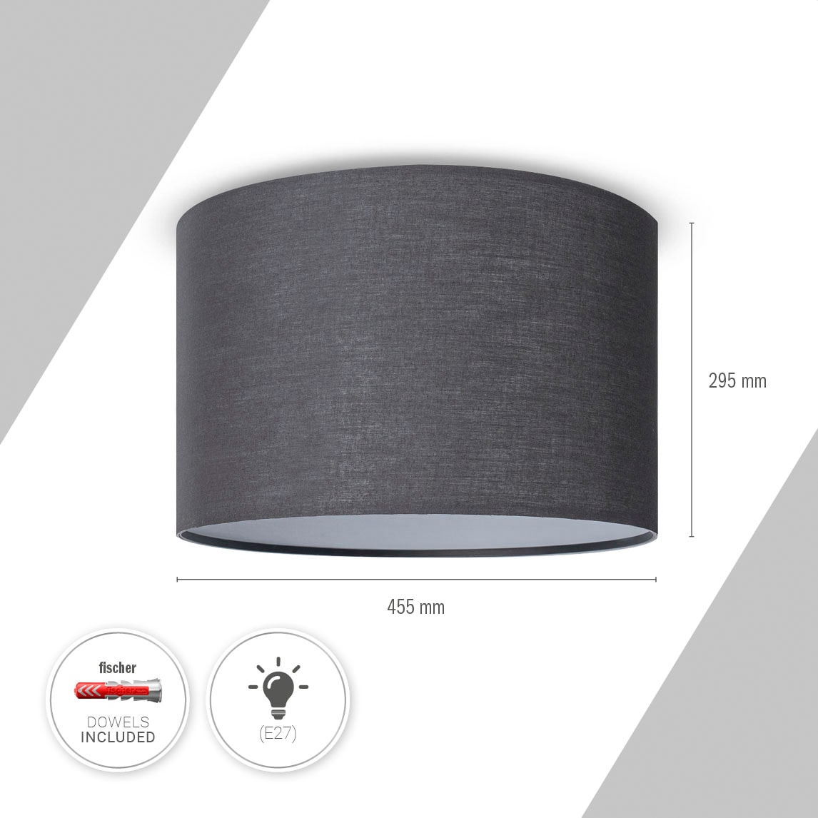 Paco Home Deckenleuchte »Uni Color«, 1 flammig, Leuchtmittel E27 | ohne Leuchtmittel, LED Deckenleuchte Wohnzimmer Und Schlafzimmer, Unifarben, Deko E27