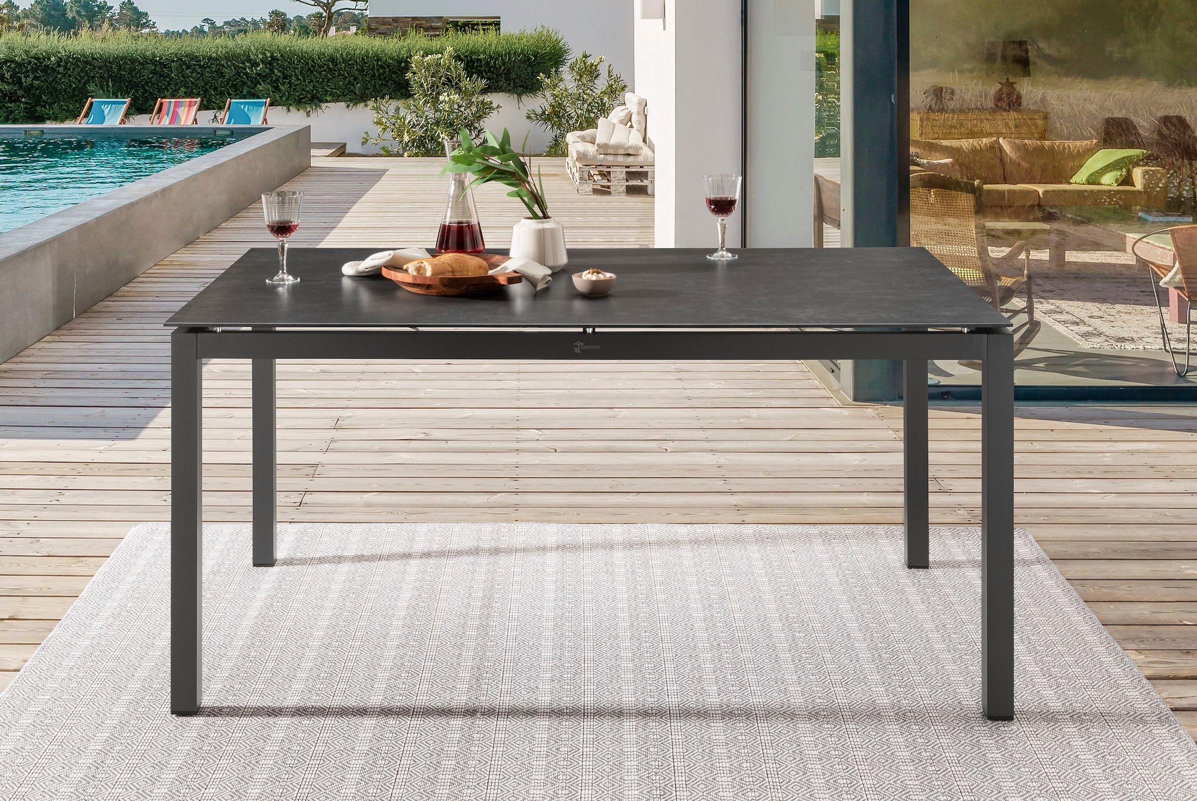 Destiny Garten-Essgruppe »GARDA CREMONA«, (9 tlg.), 4 Hochlehner inkl. Auflagen, 1 Tisch 160x90x74 cm