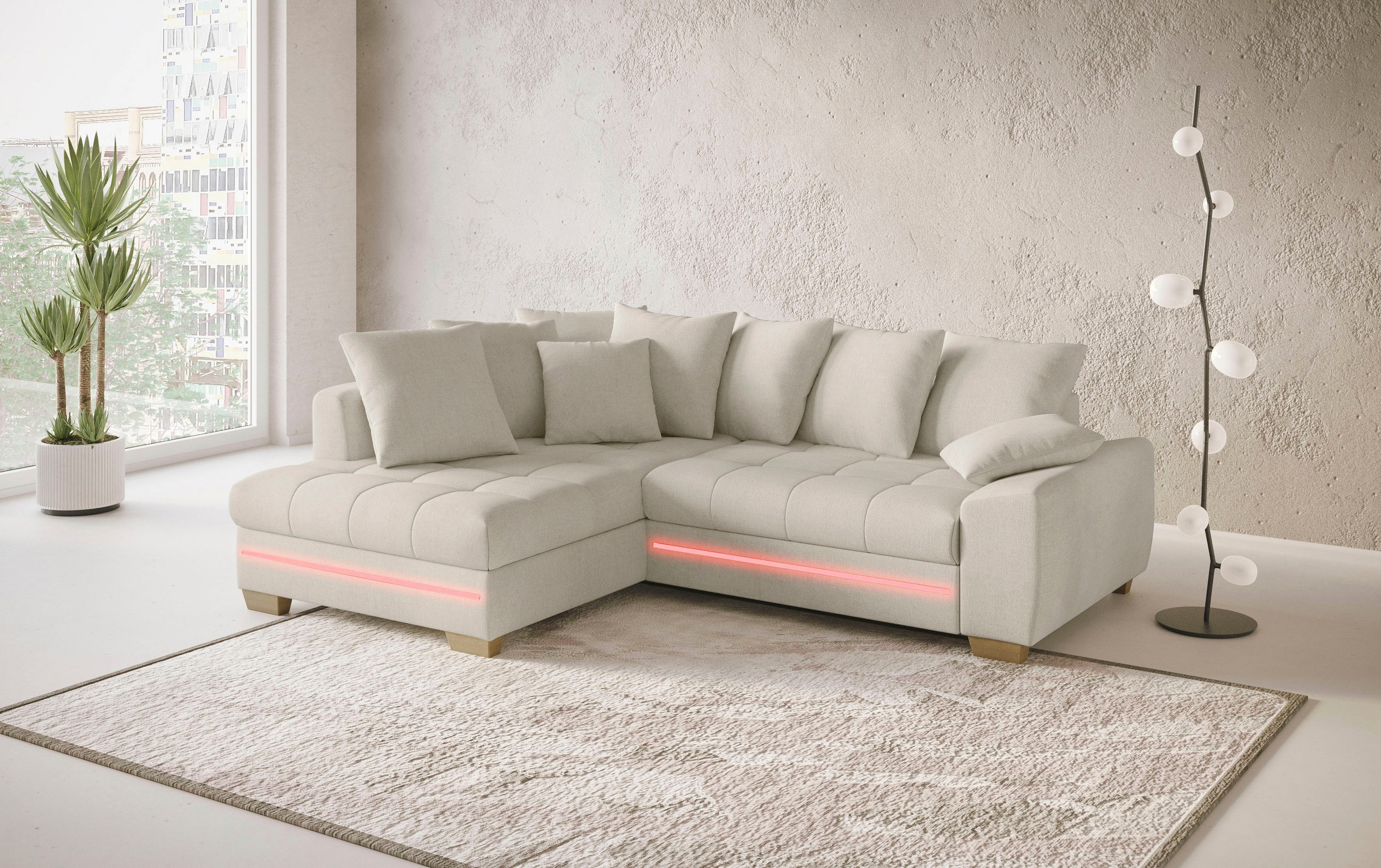 Mr. Couch Ecksofa »Nikita II, L-Form«, mit Kaltschaum, RGB-LED Beleuchtung, günstig online kaufen