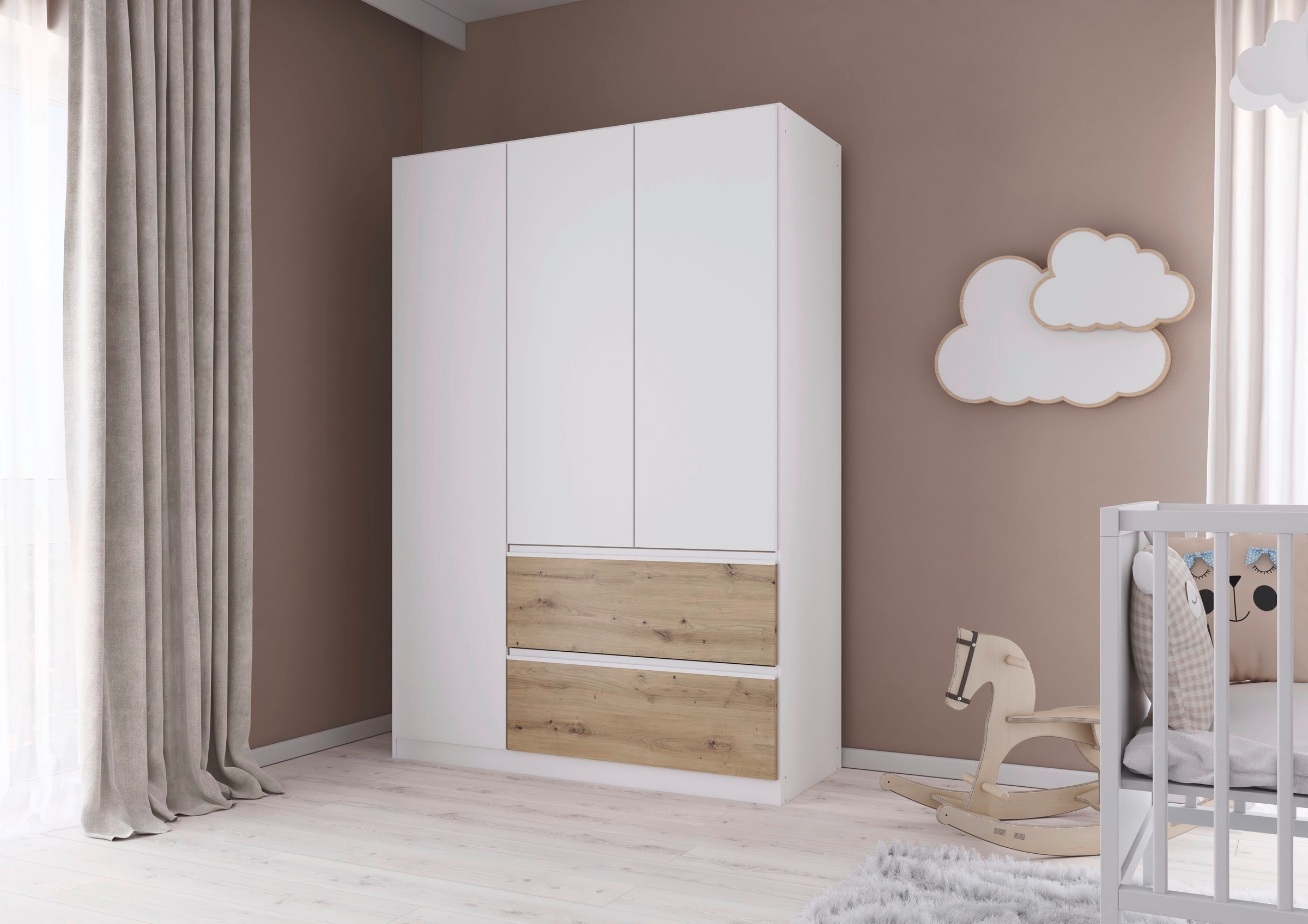 rauch Drehtürenschrank »Kleiderschrank Schrank Garderobe Wäscheschrank COSTA in 3 Breiten«, viel Platz, grifflose Front und Push-to-Open Funktion MADE IN GERMANY