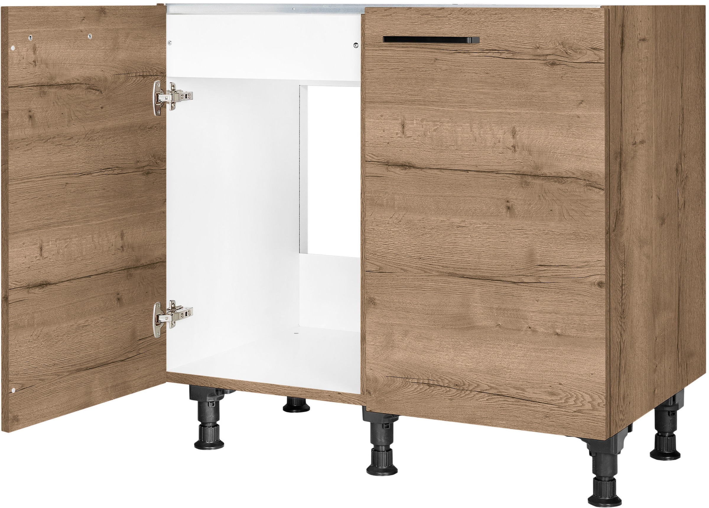 nobilia® Spülenschrank »"Structura", vormontiert, mit höhenverstellbaren Sockelfüßen,« Breite 90 cm