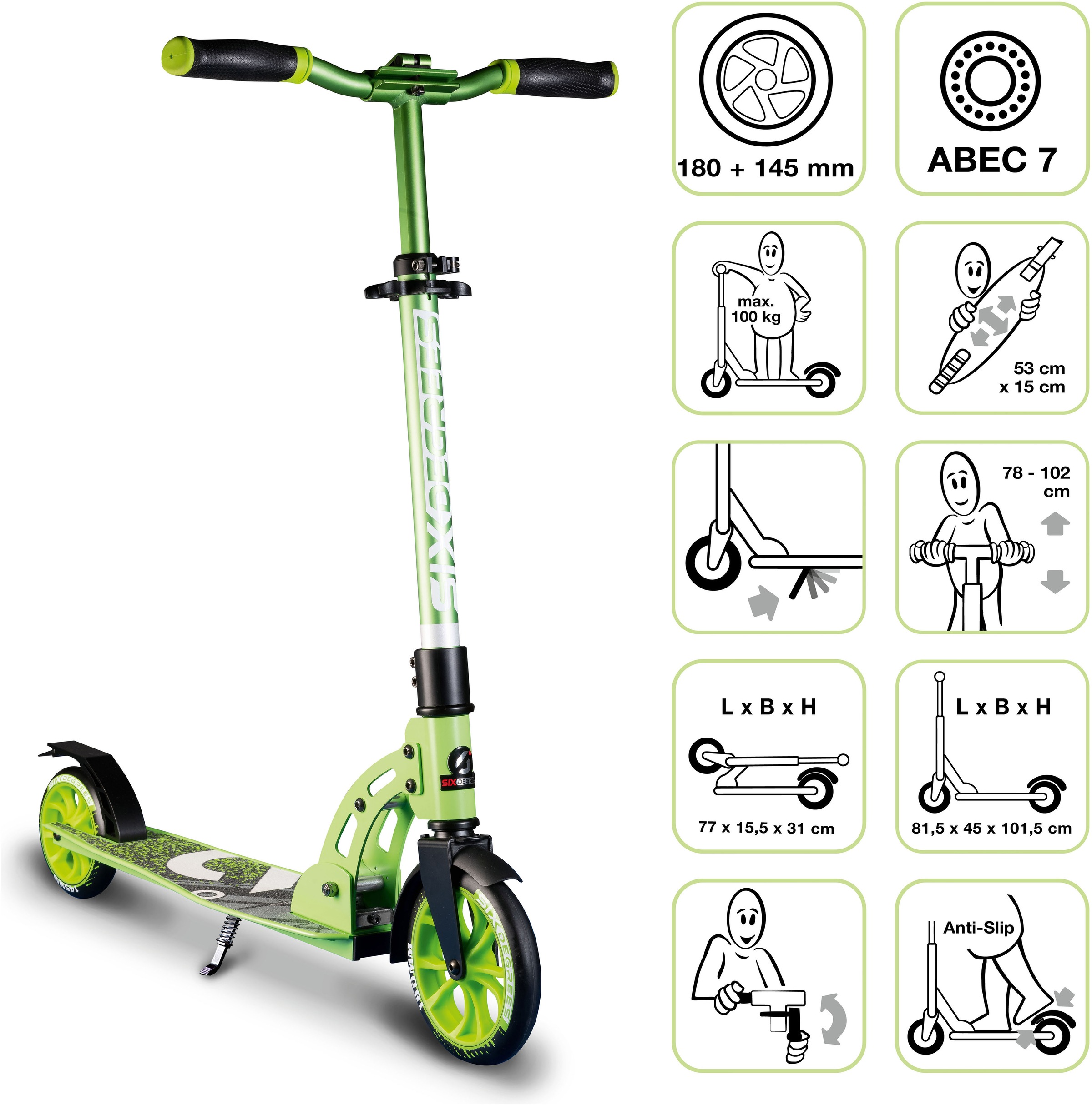 Six Degrees Scooter »Aluminium Scooter Junior 180/145 mm«