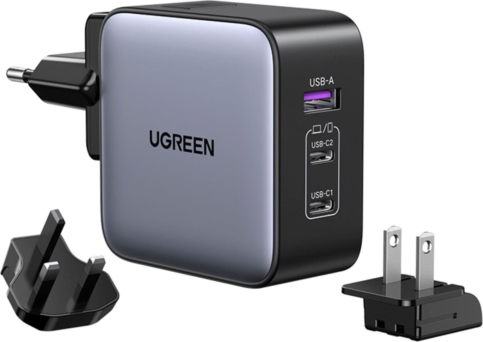 UGREEN USB-Ladegerät »1xUSB-A + 2xUSB-C 65W GaN Worldwide Travel Fast«