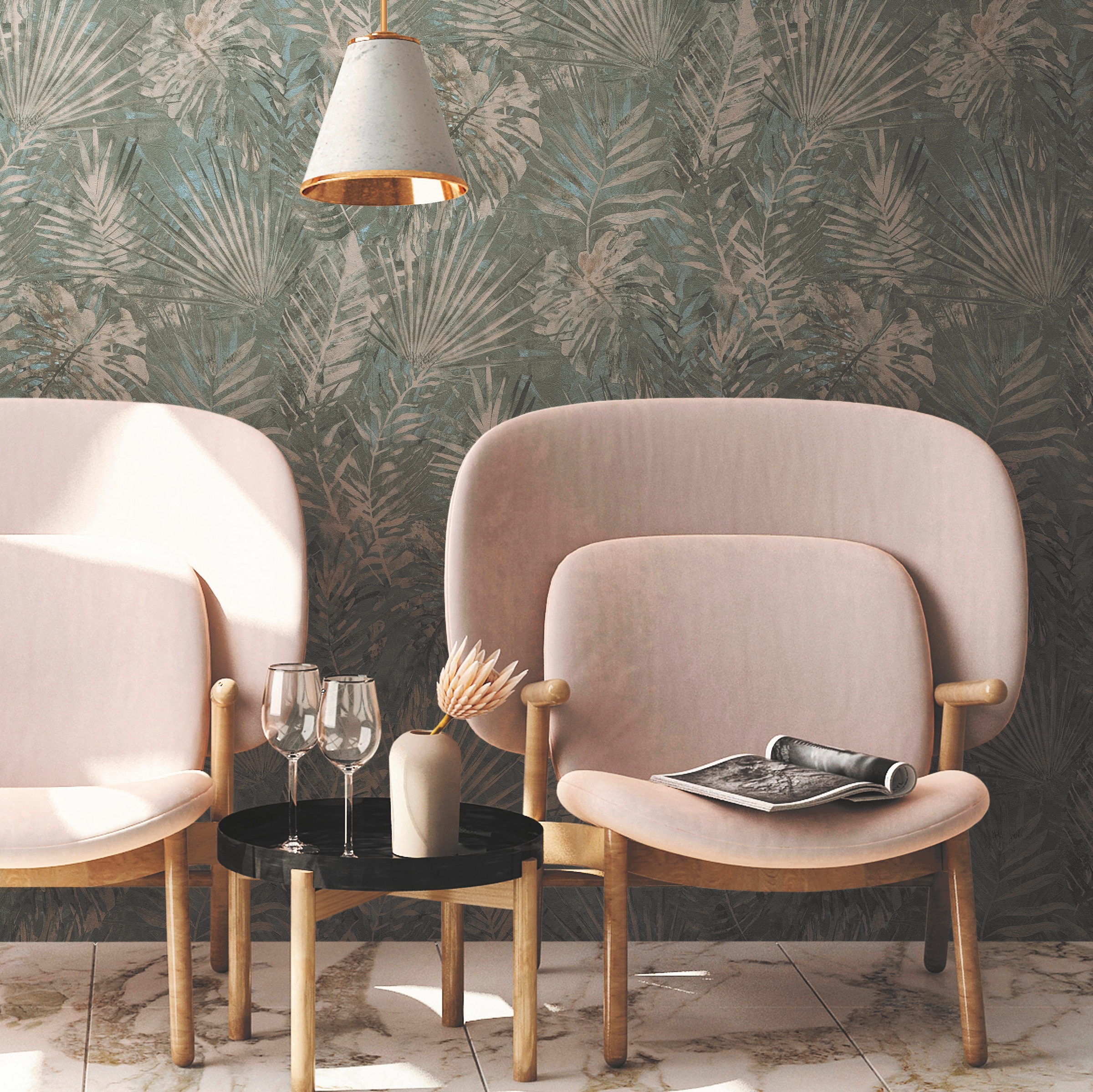 A.S. Création Vliestapete »Natural Living Dschungelblätter« gemustert | matt | neutral leicht strukturiert Dschungel Tapete Vlies Vlies Wand Tapeten Wohnzimmer Schlafzimmer Flur