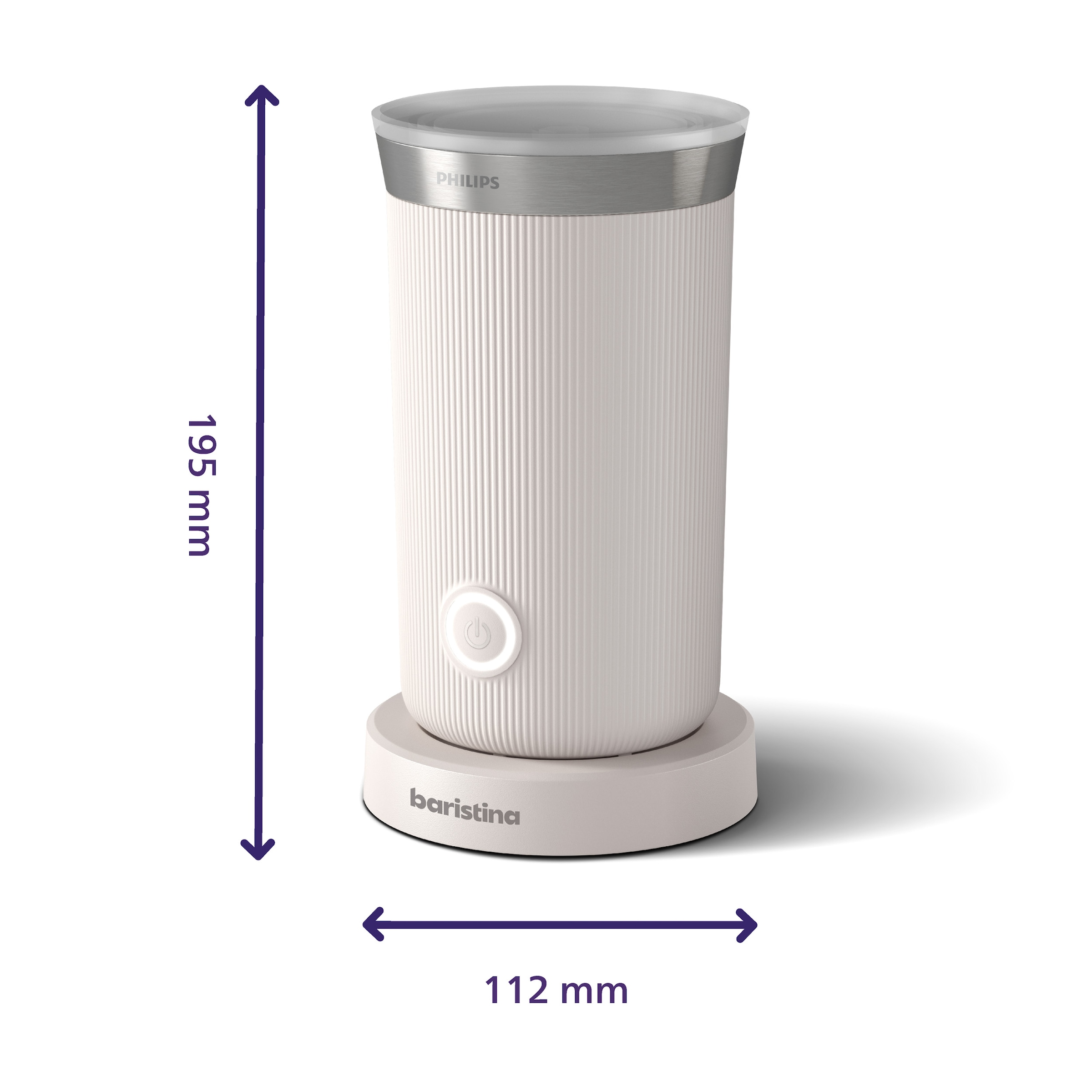 PHILIPS baristina Espressomaschine »BAR303/00 mit Mahlwerk für ganze Bohnen, Milchaufschäumer inkl.« 16 bar Pumpendruck, Naturweiß
