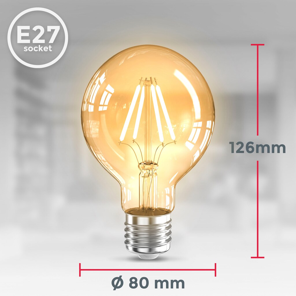 B.K.Licht LED-Leuchtmittel »BK_LM1401 LED Leuchtmittel 3er Set E27 G80«, E27, 3 St., Warmweiß