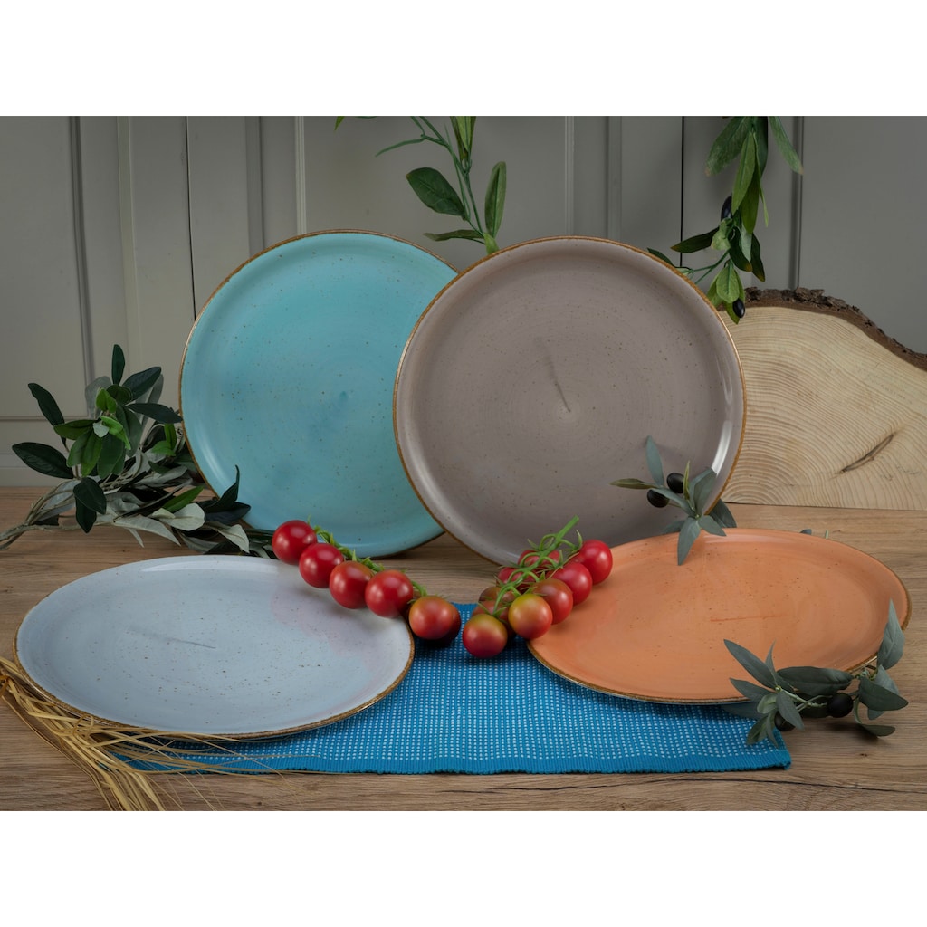 CreaTable Pizzateller »Essteller VINTAGE NATURE«, (Set, 4 St.)