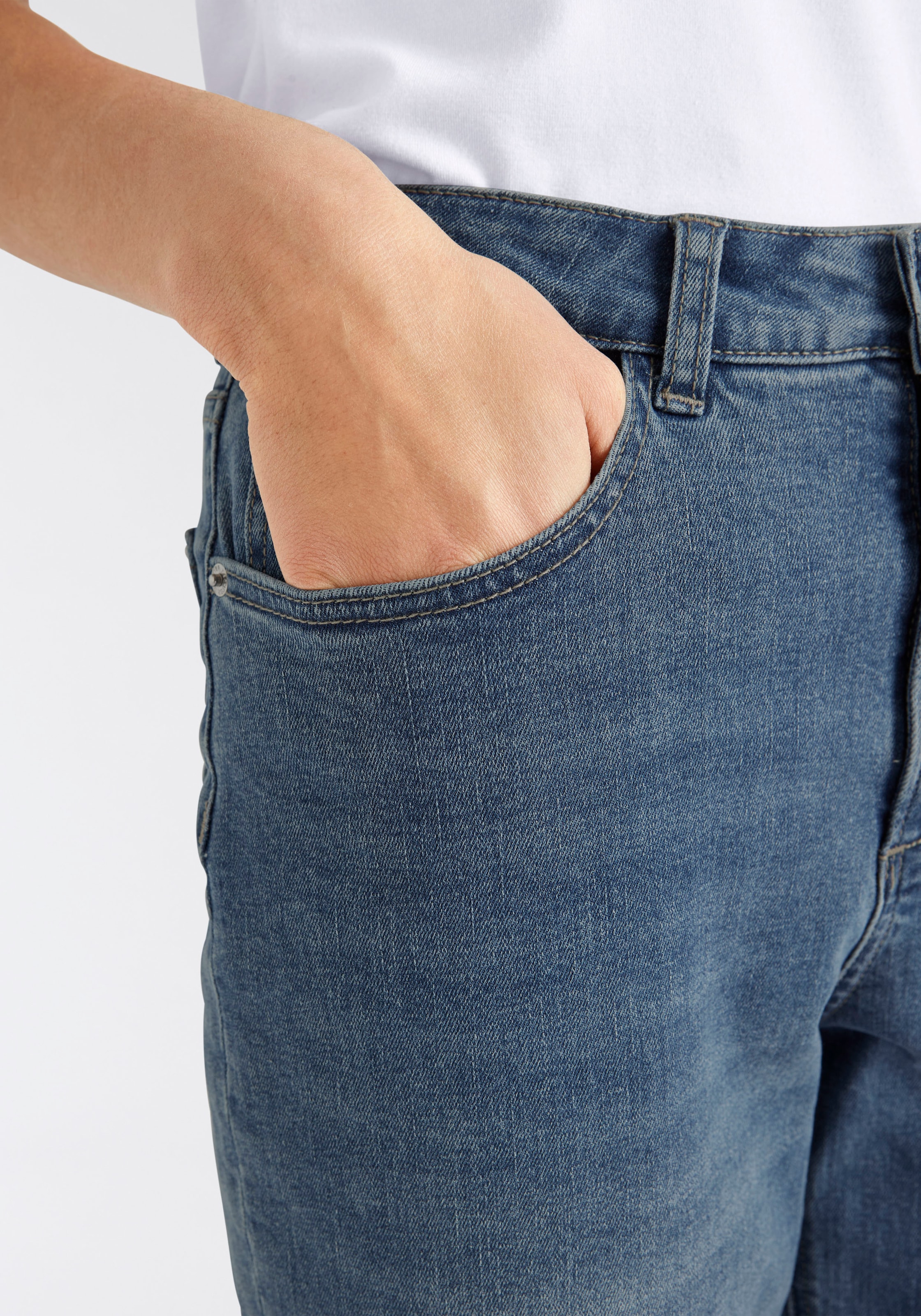 HECHTER PARIS Mom-Jeans, hohe Leibhöhe, knöchelfrei, mit Gürtelschlaufen