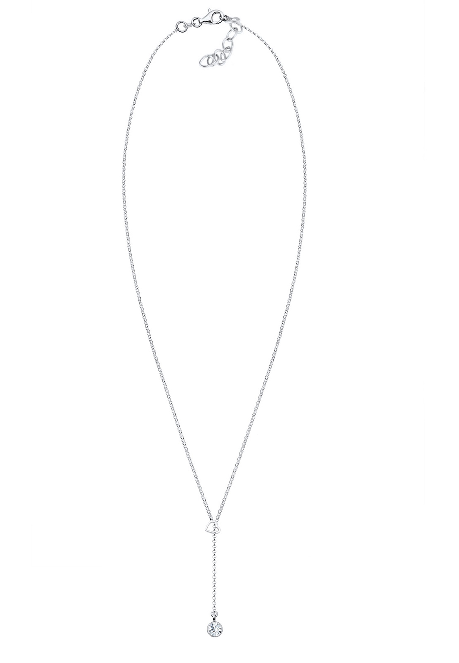 Elli Collierkettchen »Y-Halskette Herz Glass Kristalle Weiß 925 Sterling Silber«