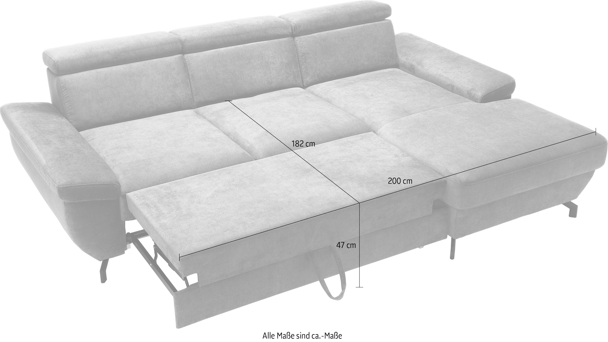 TRENDMANUFAKTUR Ecksofa »Rima, multifunktionales Sofa, L-Form,«, mit Bettfunktion, Bettkasten, Kopf- und Sitztiefenverstellung
