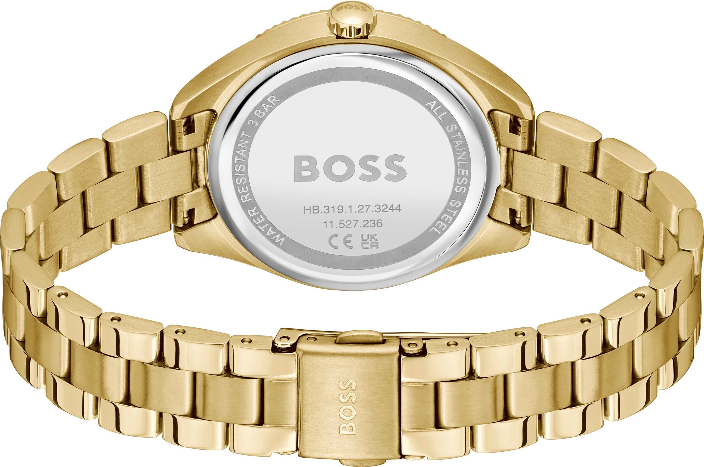 BOSS Multifunktionsuhr »SAGE SPORT«, Quarzuhr, Armbanduhr, Damenuhr, Edelstahlarmband, analog