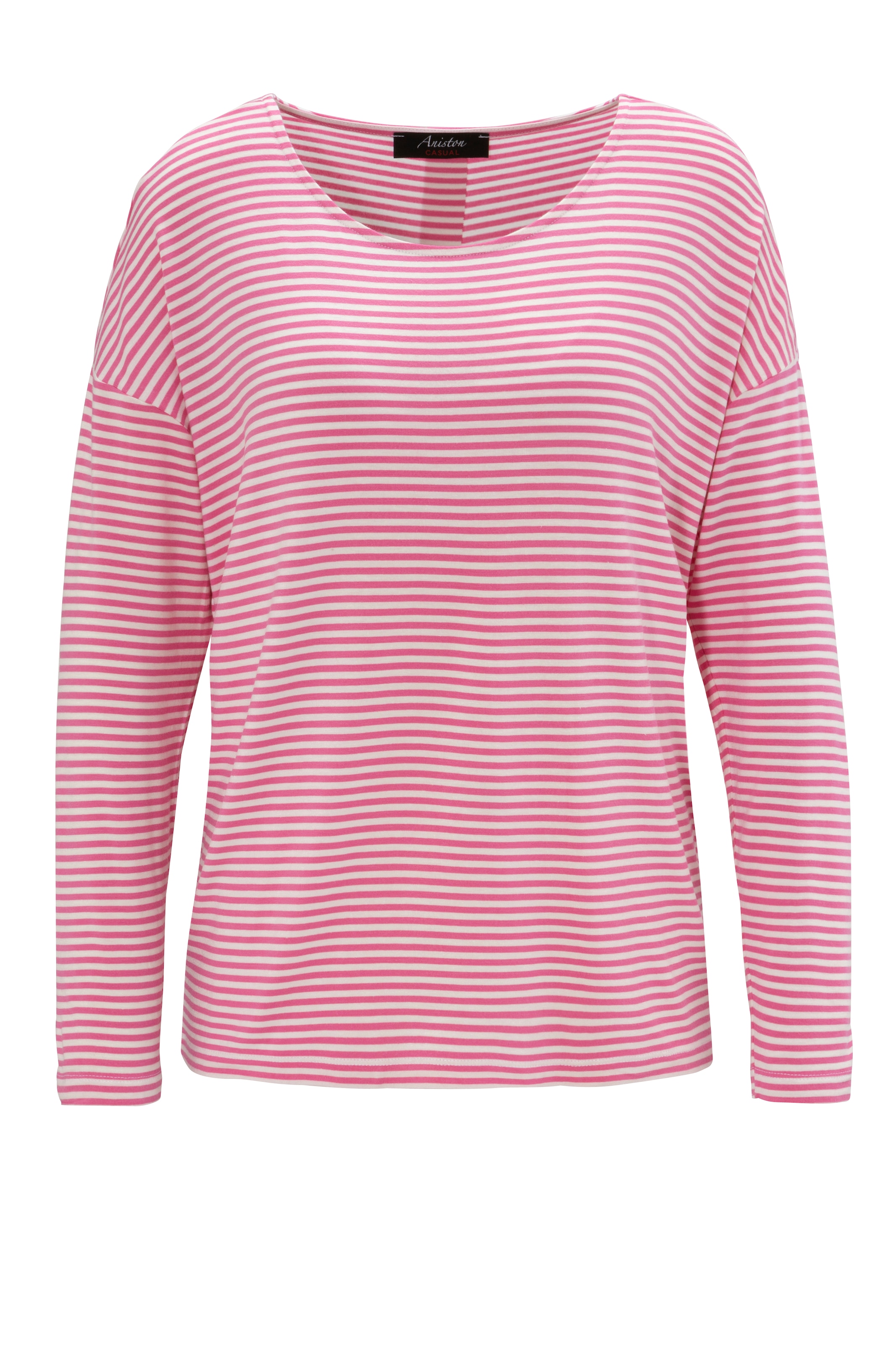 Aniston CASUAL Langarmshirt, der Clou: kaufen KOLLEKTION Fake-Knopfleiste - online die NEUE im Rücken