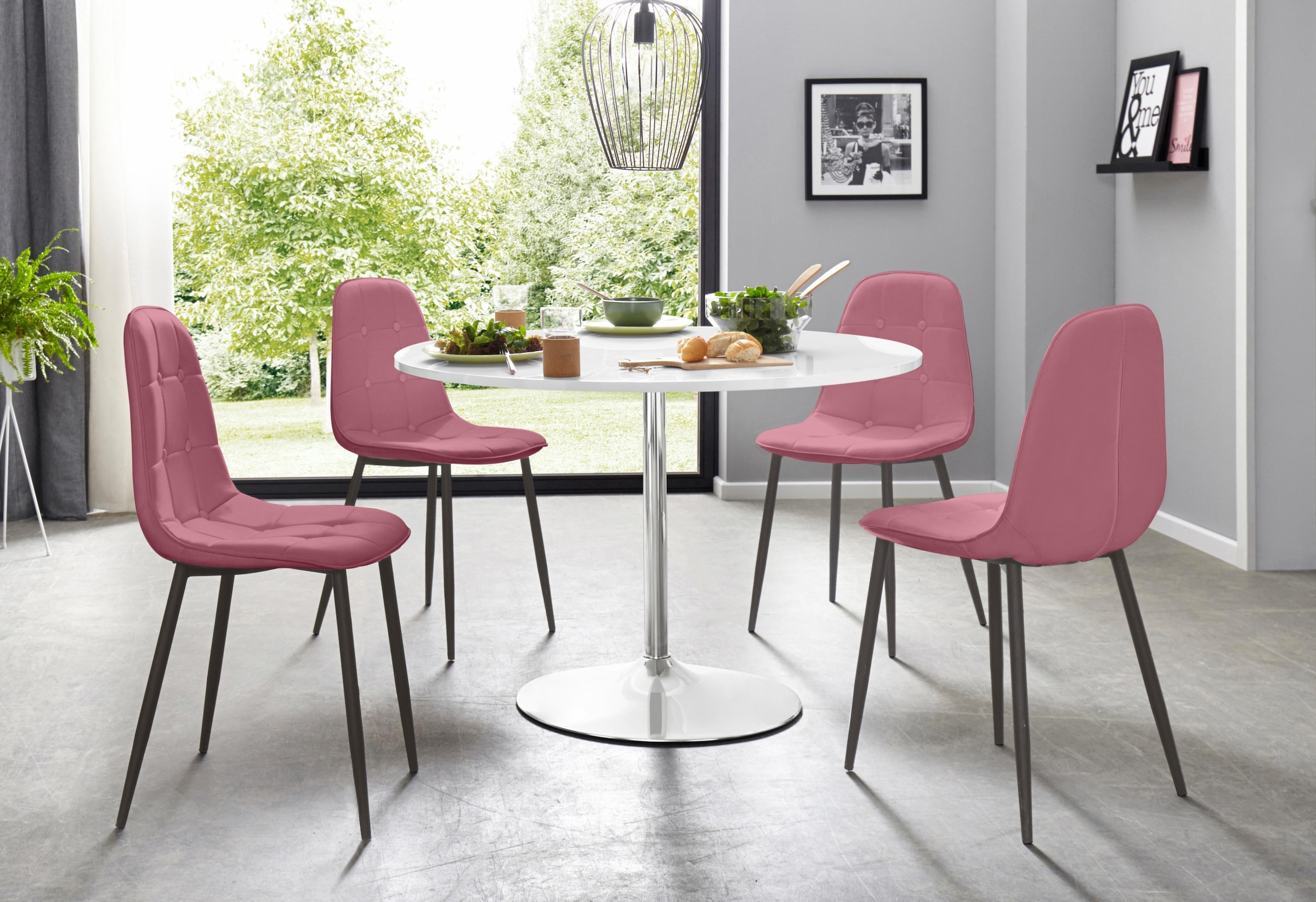 INOSIGN Essgruppe Set, 5 Stk. tlg. mit rundem Tisch in weiß Hochglanz günstig online kaufen