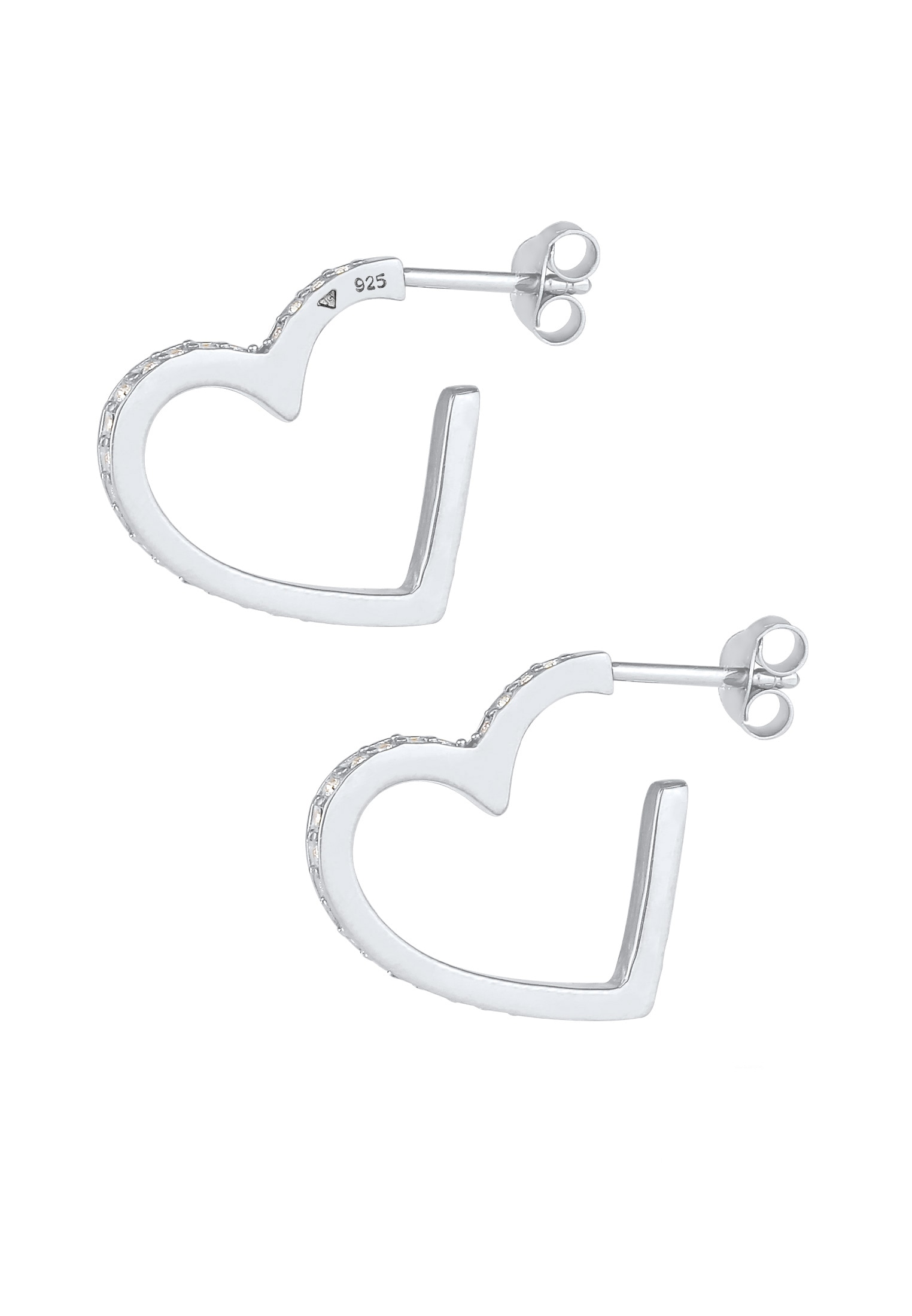 Elli Premium Paar Ohrstecker »Creolen Herz Liebe Kristalle 925 Silber«