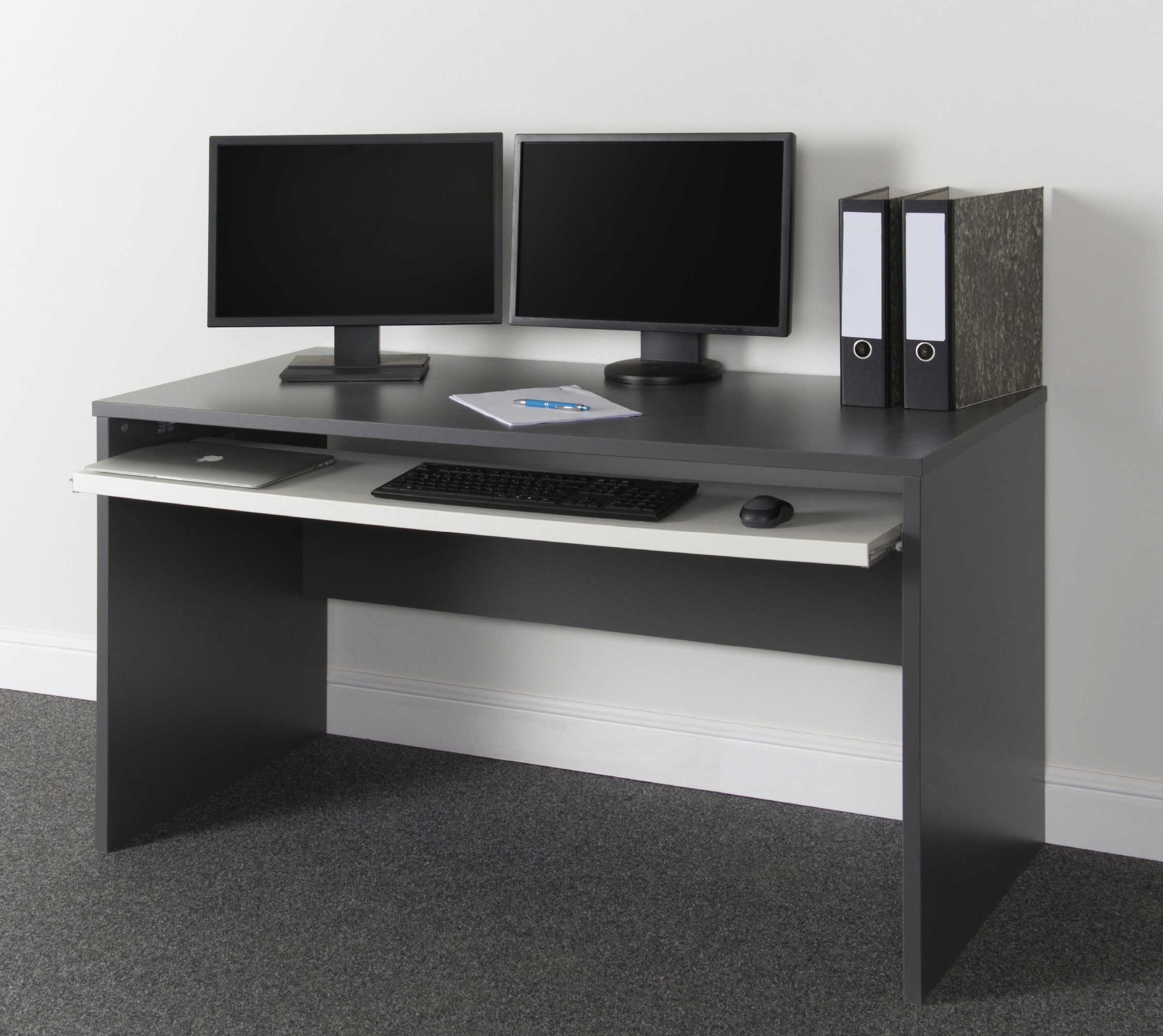 VOGL Möbelfabrik Schreibtisch »Barrie«, 2-farbiger Tablarauszug, Breite 137 cm, Made in Germany