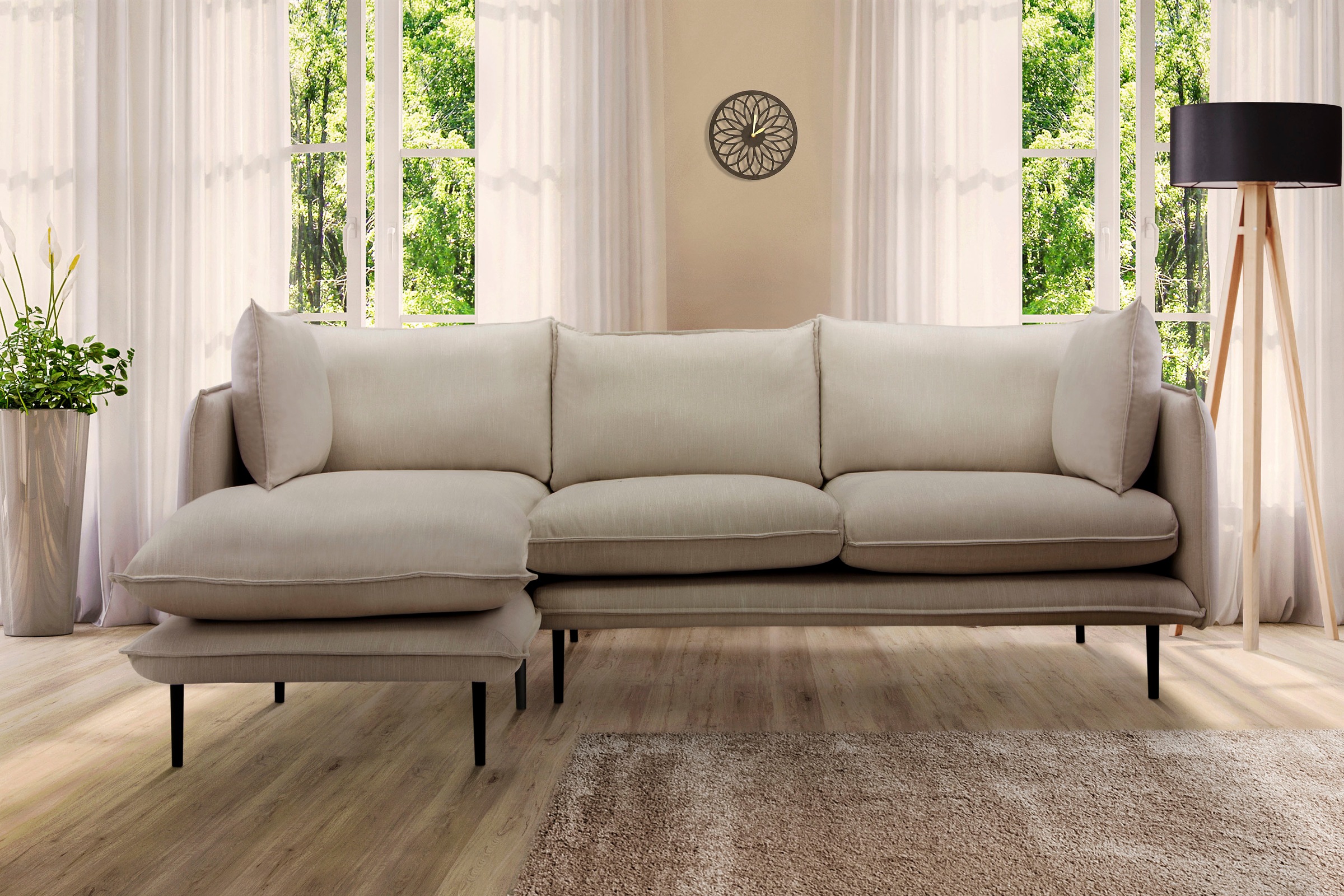 Home affaire Ecksofa »Somba L-Form« mit dickem Keder, Ottomane wahlweise li günstig online kaufen