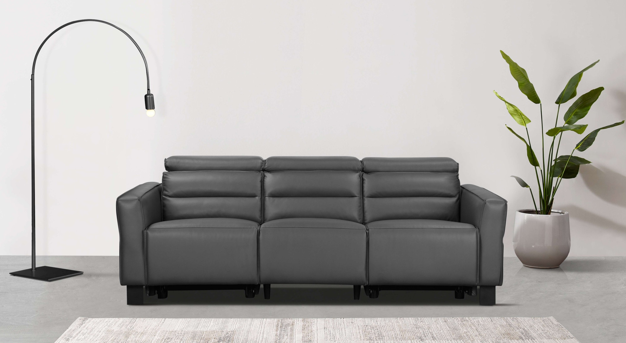 Places of Style 3-Sitzer »Carpari, 224cm, manuelle od. elektrische Relaxfunktion in 2 Sitzen«, mit USB-A/C, Kopfteilverstellung, Echtleder, Kunstleder, Webstoff