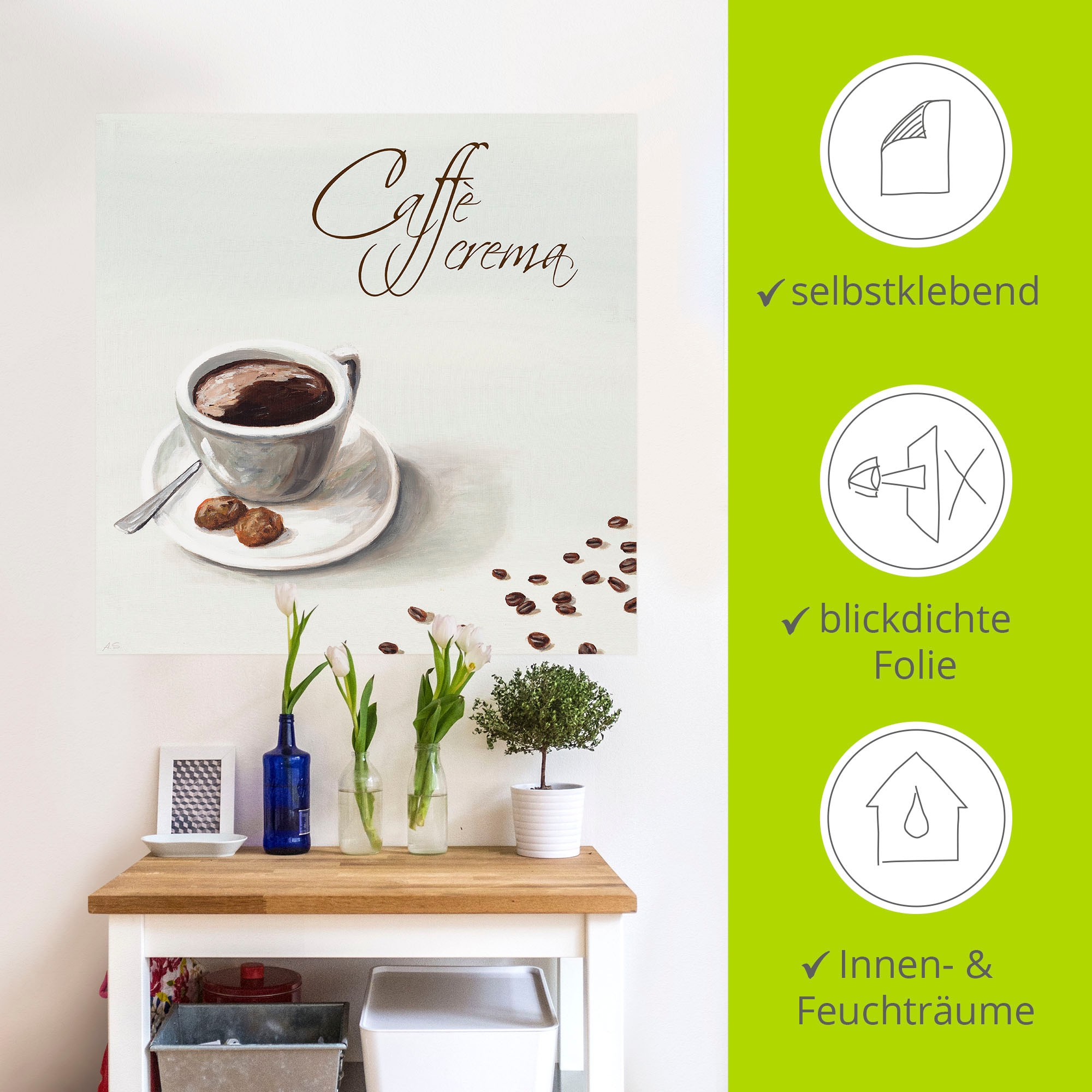 Artland Wandbild »Kaffee crema«, Getränke, (1 St.), als Leinwandbild, Wandaufkleber in verschied. Größen