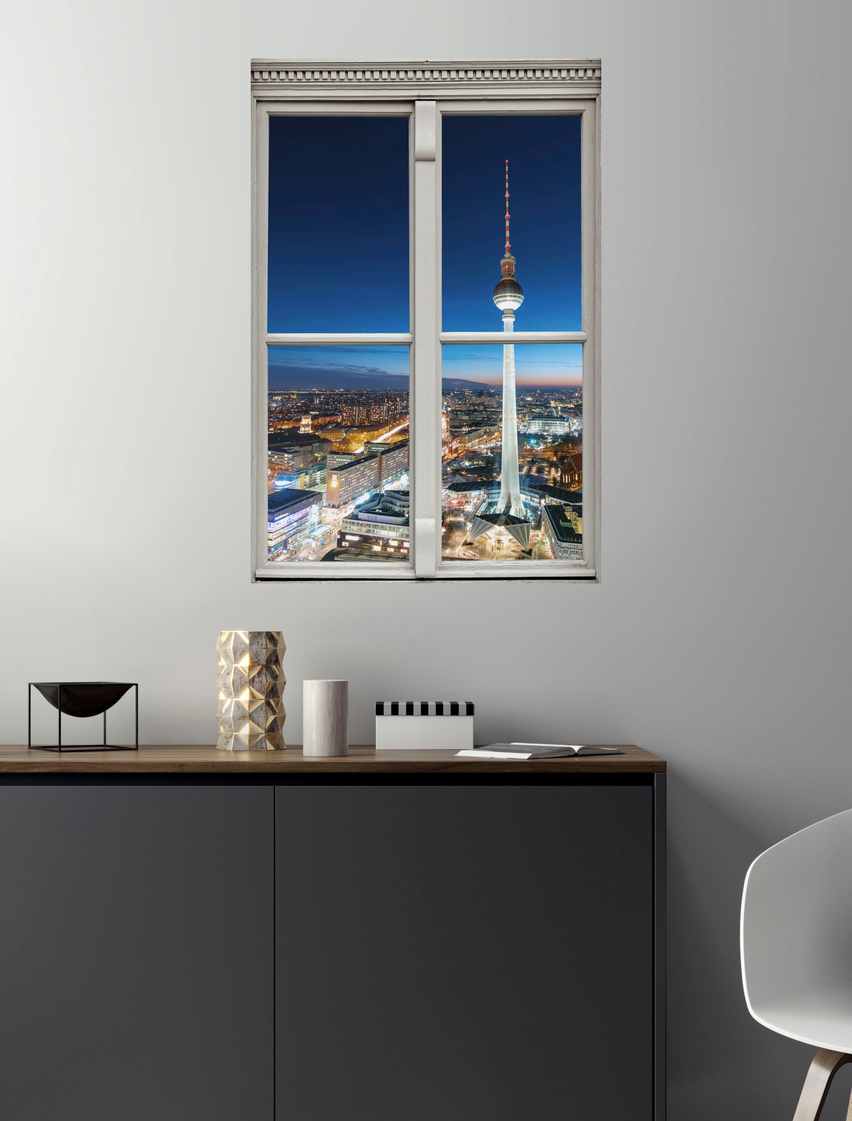 queence Wandsticker »Berlin«, Wandsticker, Wandbild, selbstklebend, 3D, Fenster