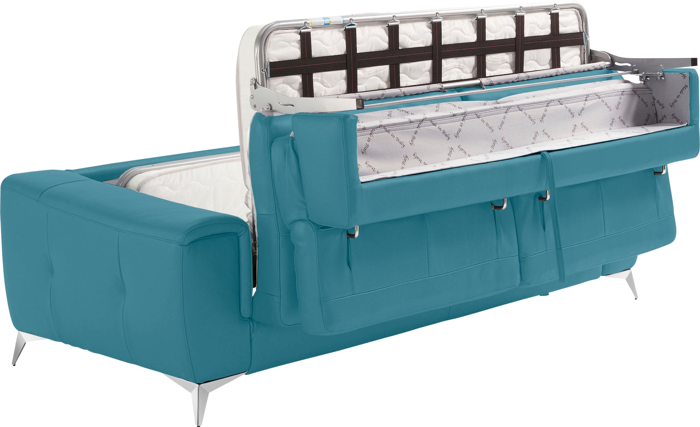 Egoitaliano Schlafsofa »Francine, Designsofa, Loungesofa mit Dauerschlaffunktion, Bettfunktion«, hochwertiger Metallbettrahmen & Matratze, Kopfteil manuell verstellbar