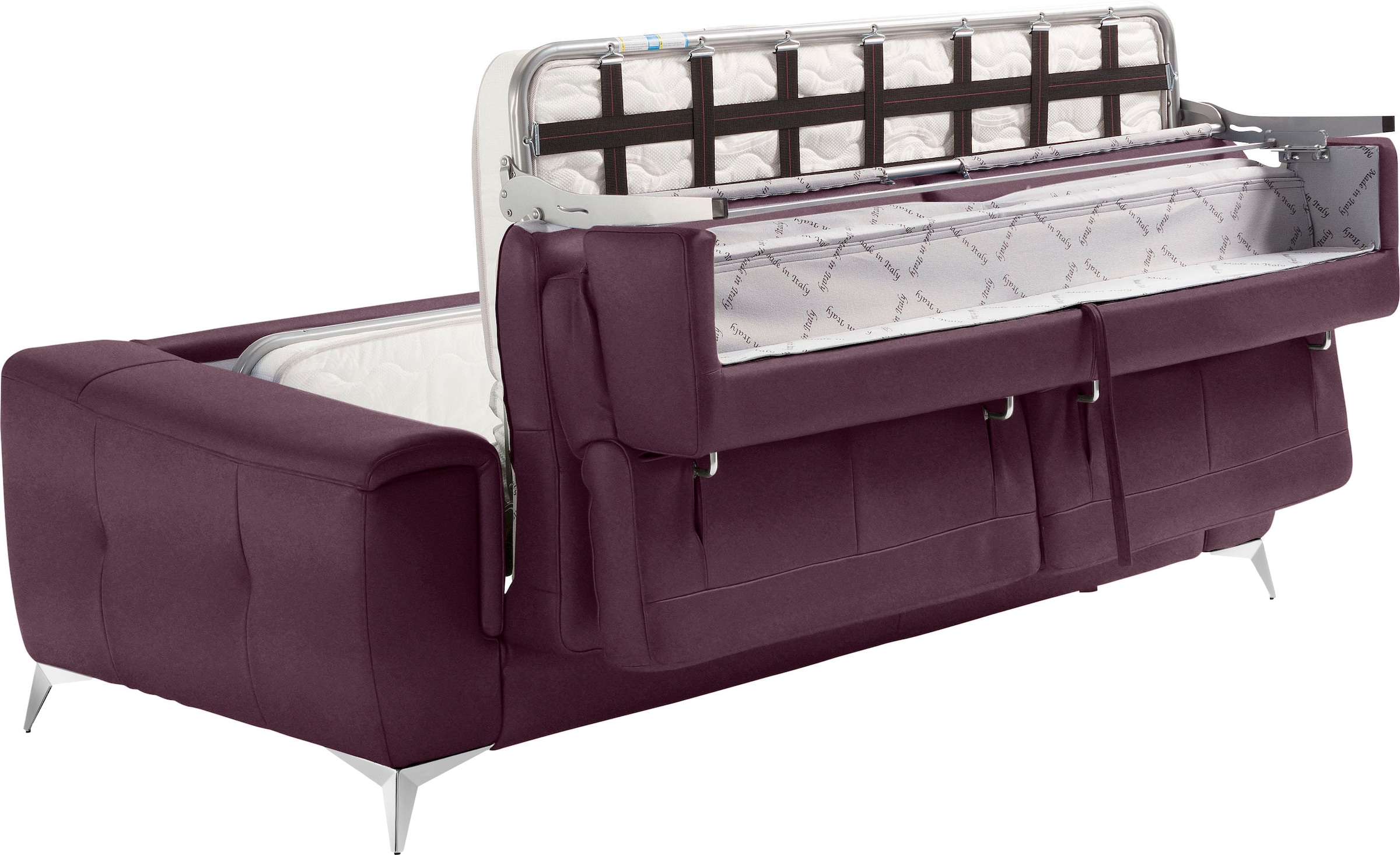Egoitaliano Schlafsofa »Francine, Designsofa, Loungesofa mit Dauerschlaffunktion, Bettfunktion«, hochwertiger Metallbettrahmen & Matratze, Kopfteil manuell verstellbar